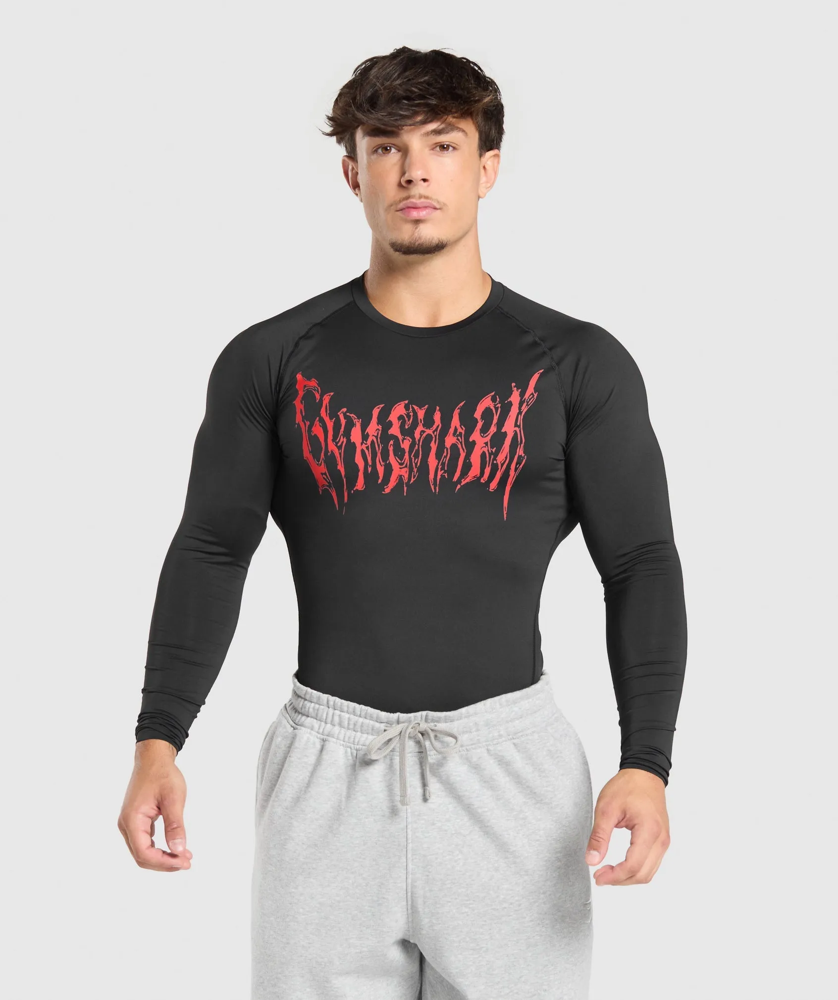 Gymshark Graphic Baselayer Long Sleeve T-Shirt - Black sold by Gymshark