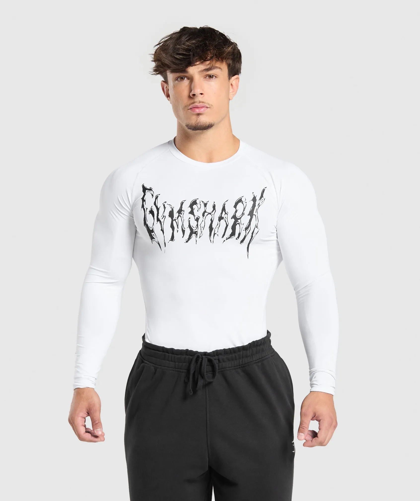 Gymshark Graphic Baselayer Long Sleeve T-Shirt - White sold by Gymshark