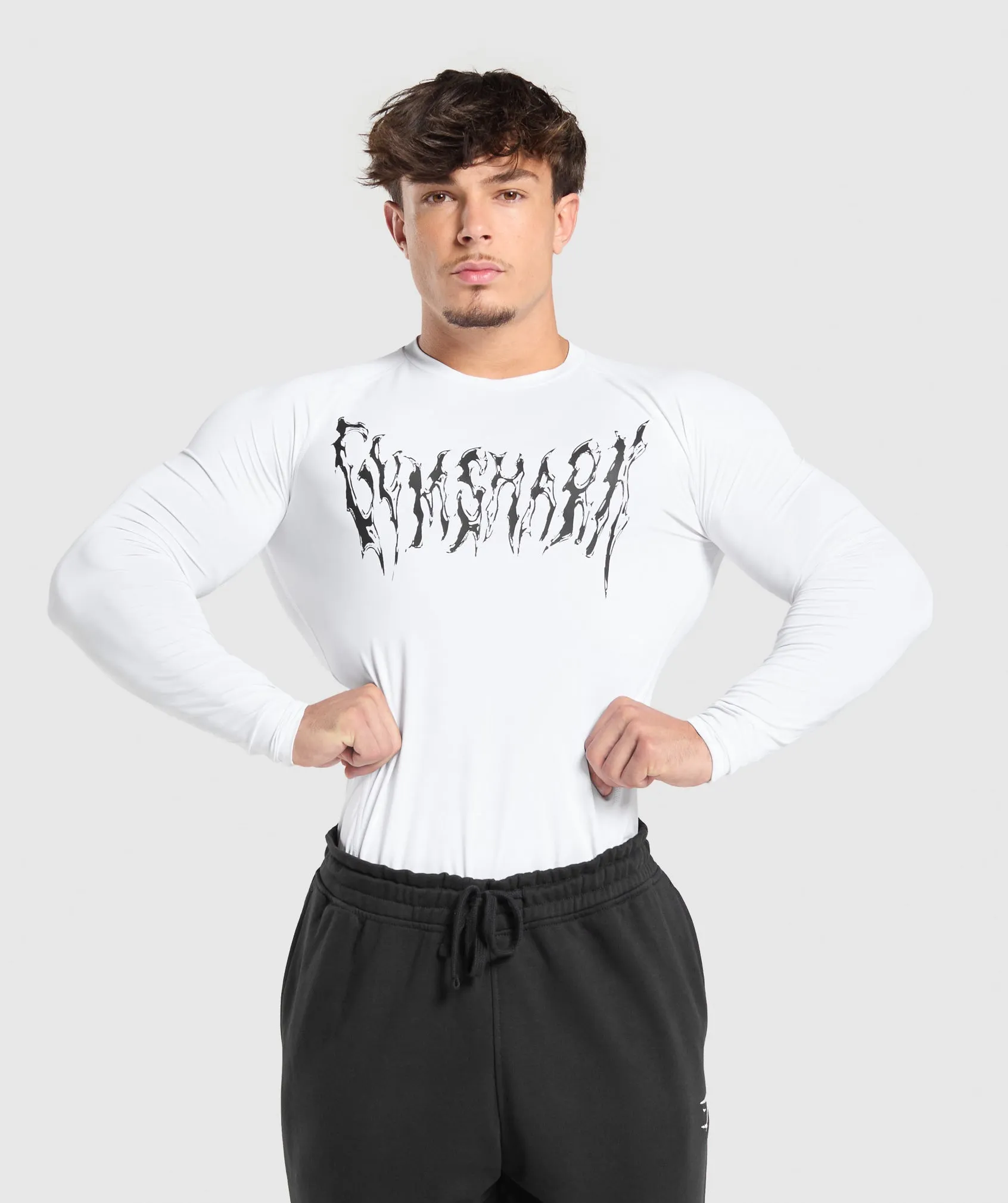Gymshark Graphic Baselayer Long Sleeve T-Shirt - White sold by Gymshark product image thumbnail 3