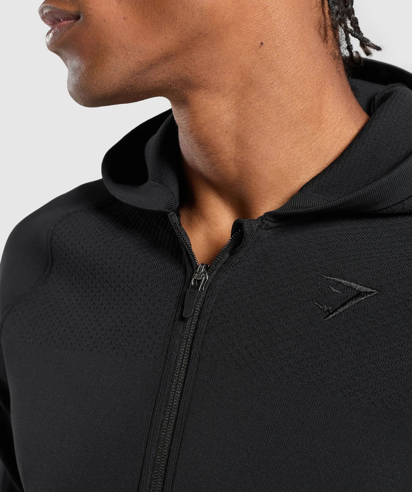 Gymshark Flat Knit Zip Up Hoodie - Black sold by Gymshark product image thumbnail 5