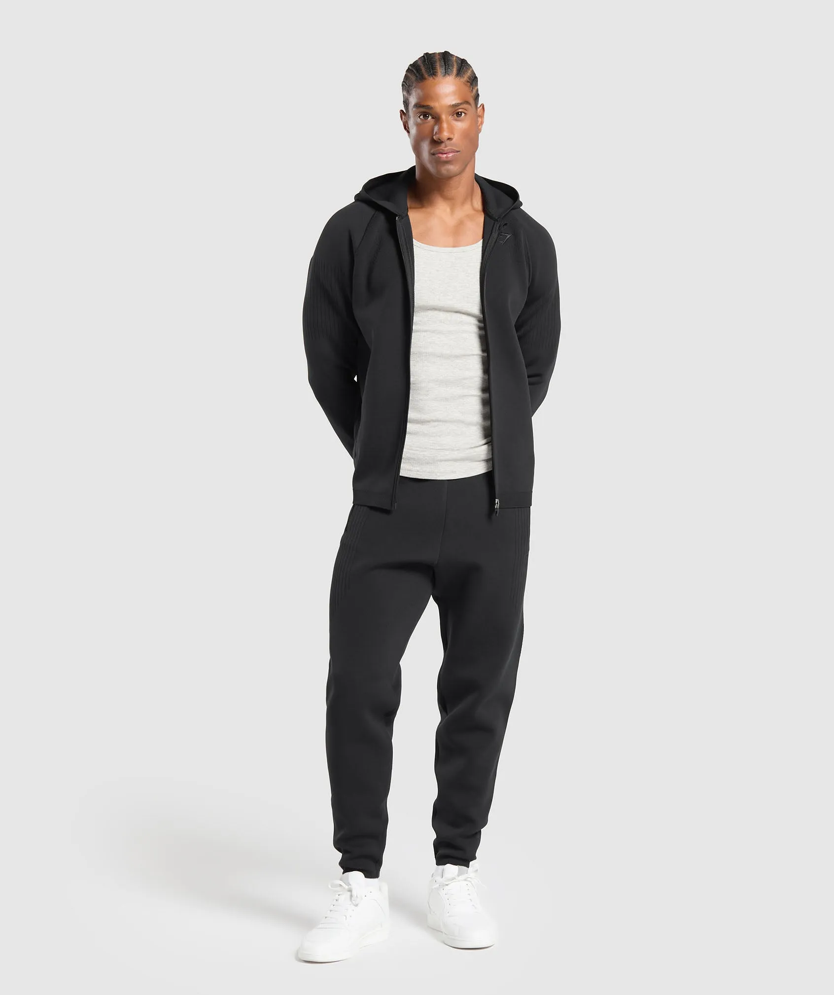 Gymshark Flat Knit Zip Up Hoodie - Black sold by Gymshark product image thumbnail 4