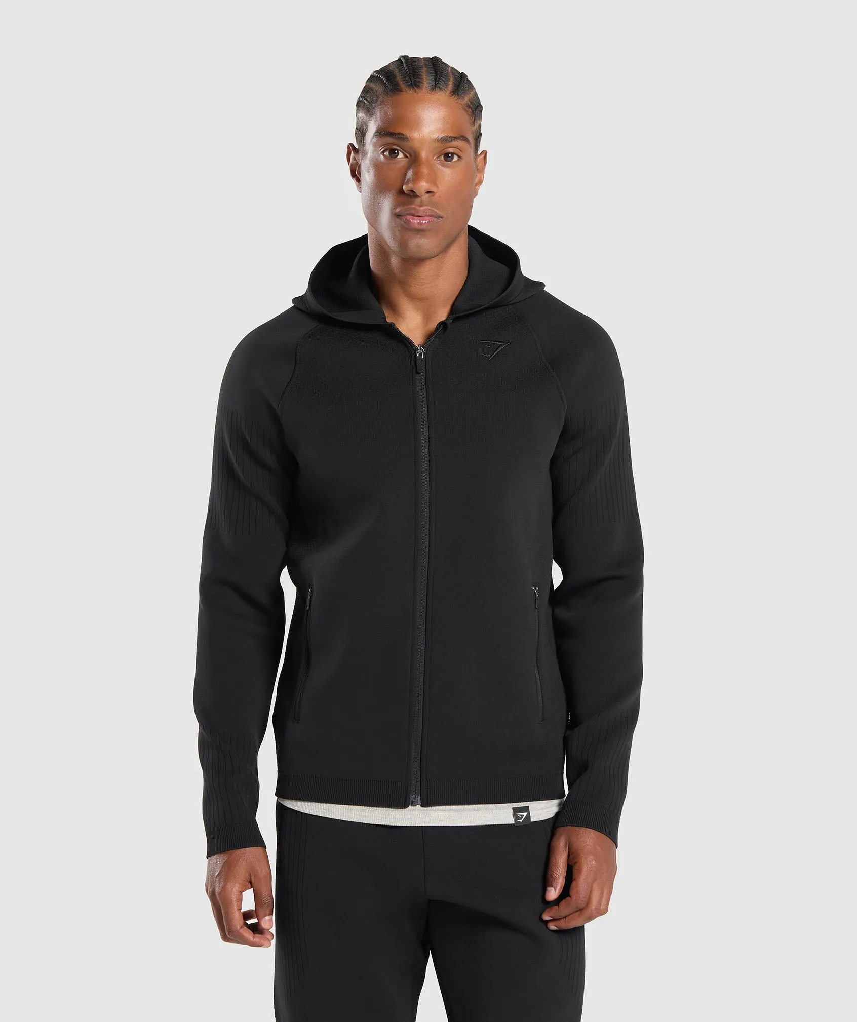 Gymshark Flat Knit Zip Up Hoodie - Black sold by Gymshark
