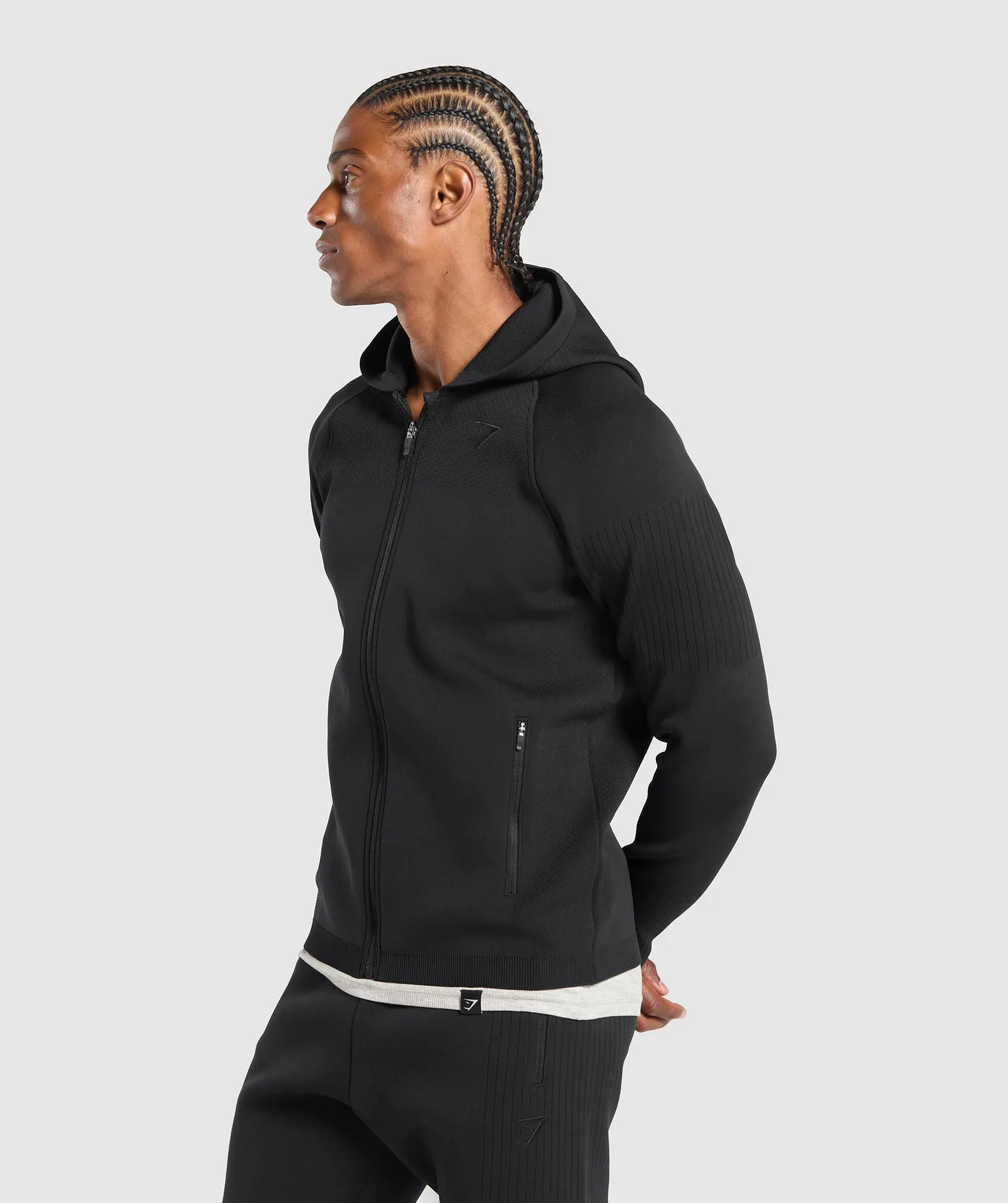 Gymshark Flat Knit Zip Up Hoodie - Black sold by Gymshark product image thumbnail 3