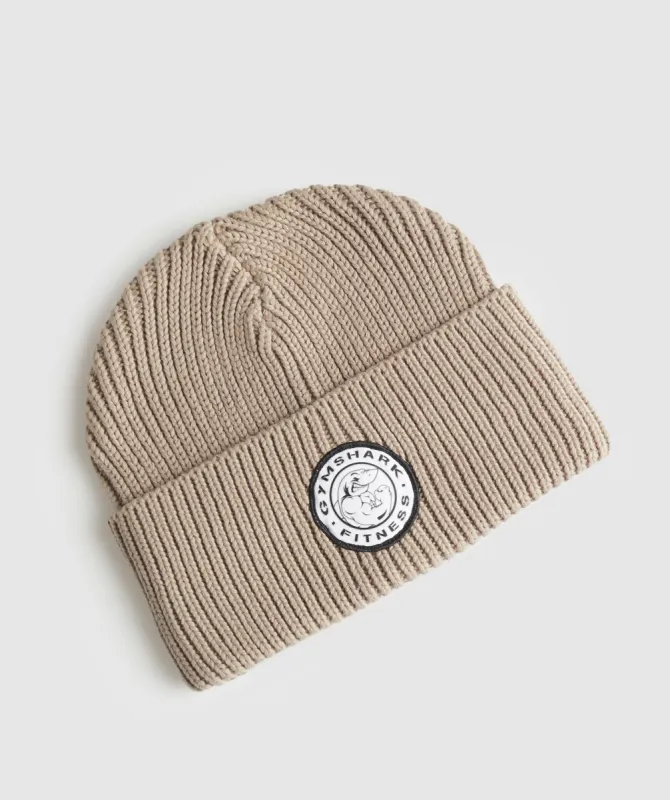 Gymshark Legacy Deep Cuff Beanie - Cement Brown made by Gymshark