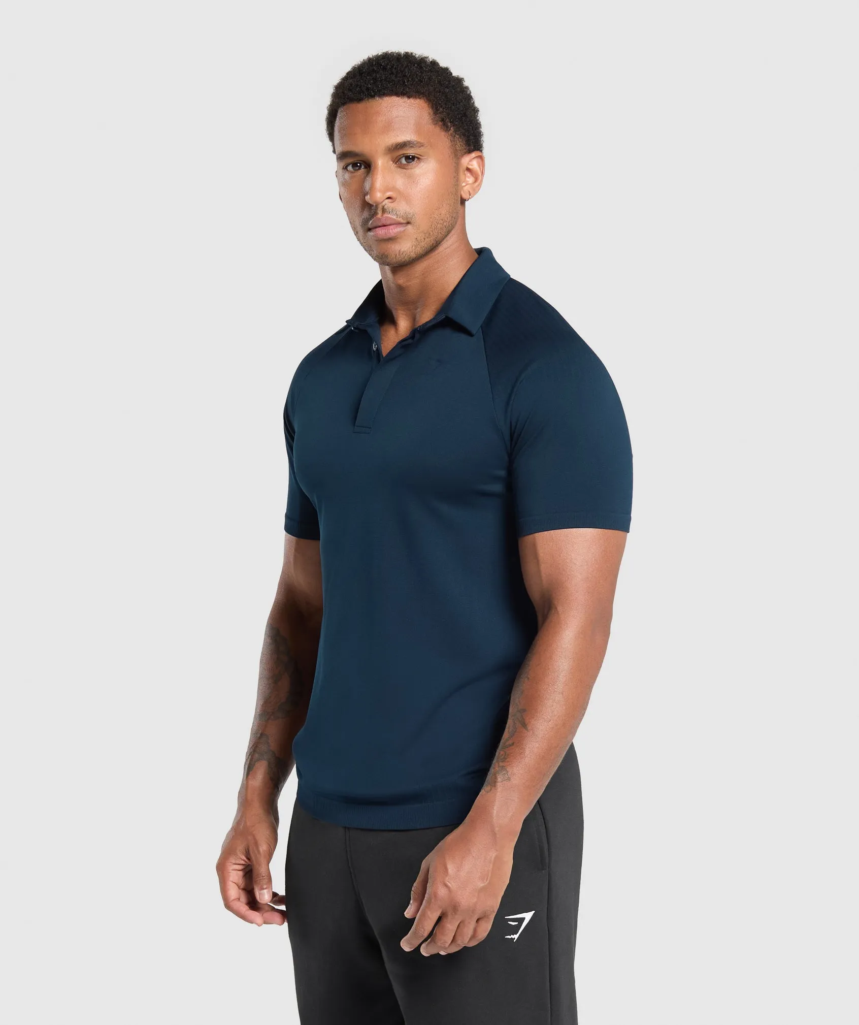 Gymshark Seamless Polo Shirt - Navy sold by Gymshark product image thumbnail 3