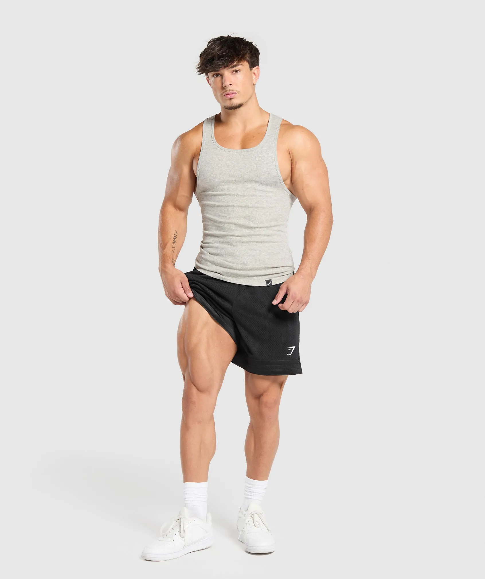 Gymshark Campus Mesh Shorts - Black/White Logo sold by Gymshark product image thumbnail 4
