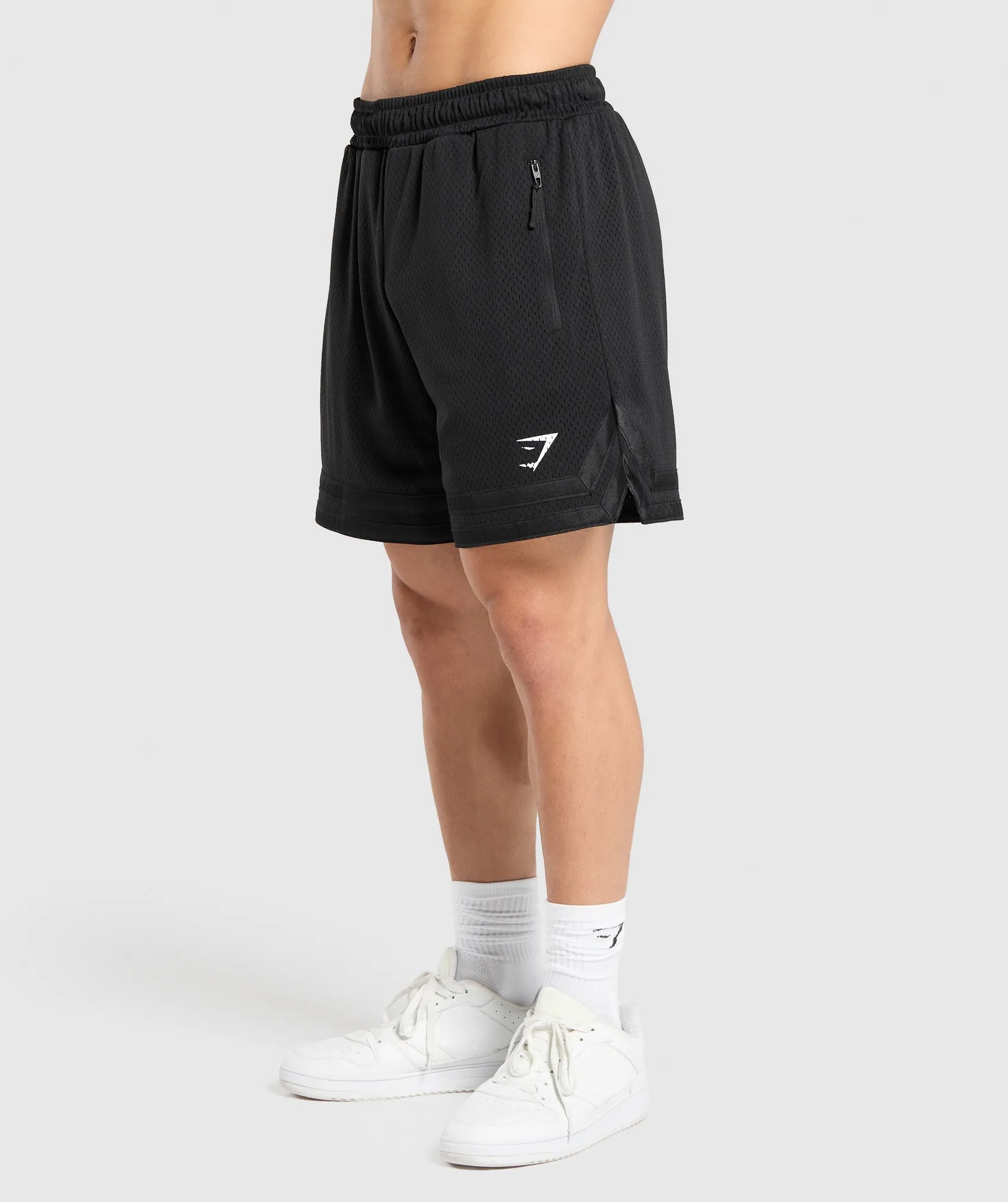 Gymshark Campus Mesh Shorts - Black/White Logo sold by Gymshark product image thumbnail 3
