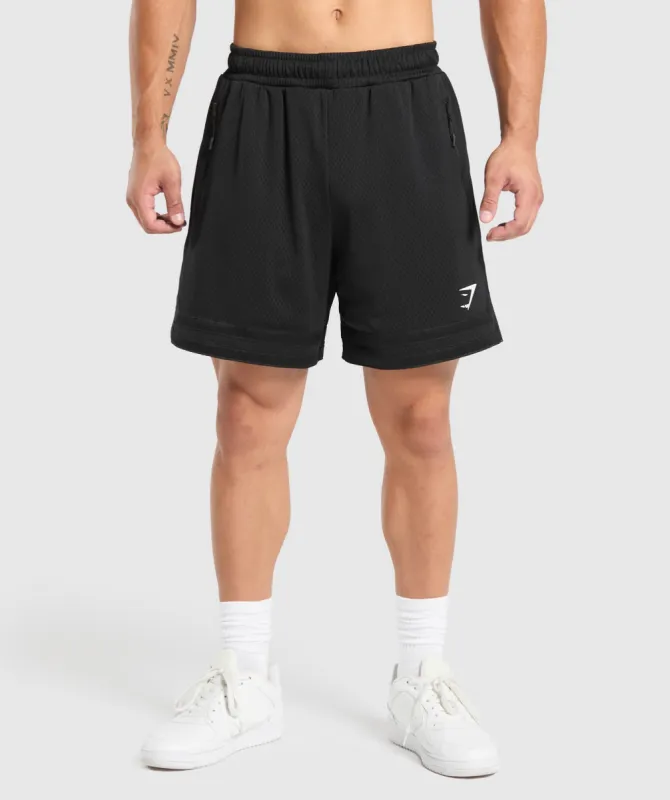 Gymshark Campus Mesh Shorts - Black/White Logo sold by Gymshark