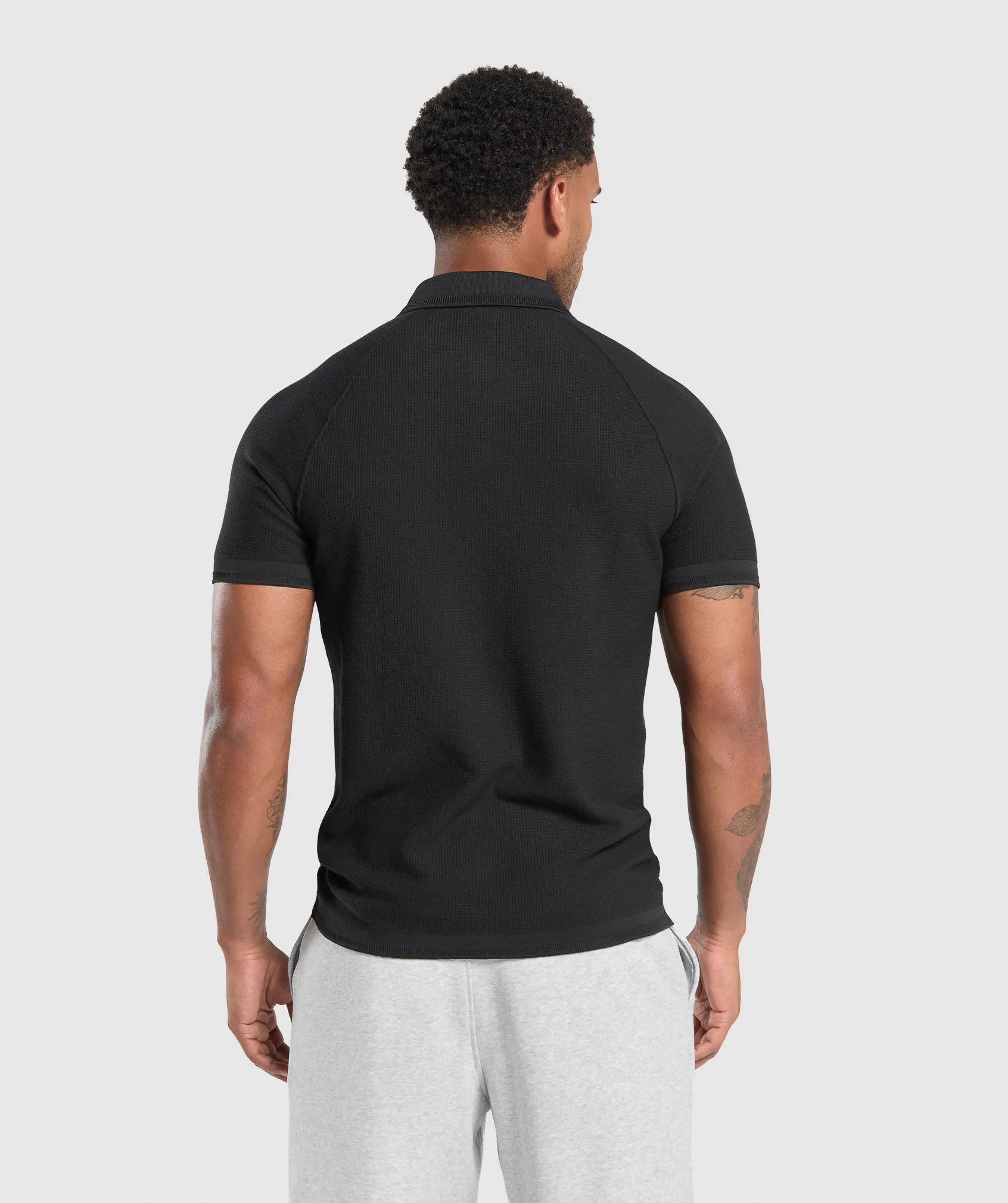 Gymshark Waffle Polo Shirt - Black sold by Gymshark product image thumbnail 2