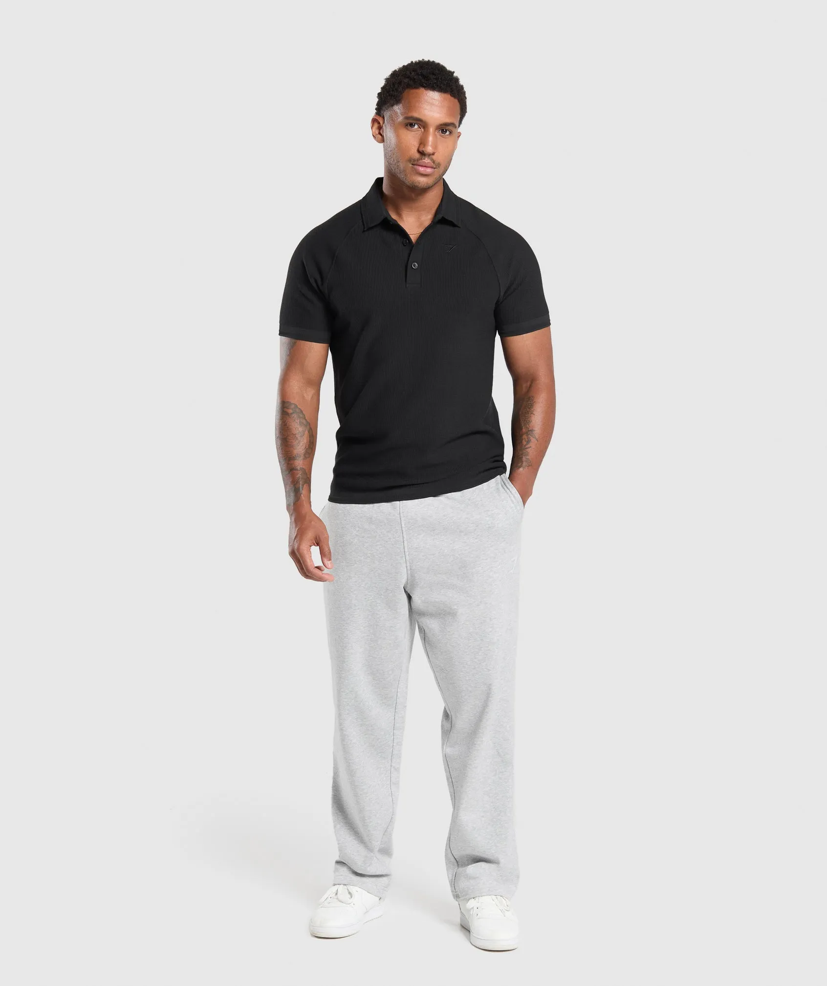 Gymshark Waffle Polo Shirt - Black sold by Gymshark product image thumbnail 4