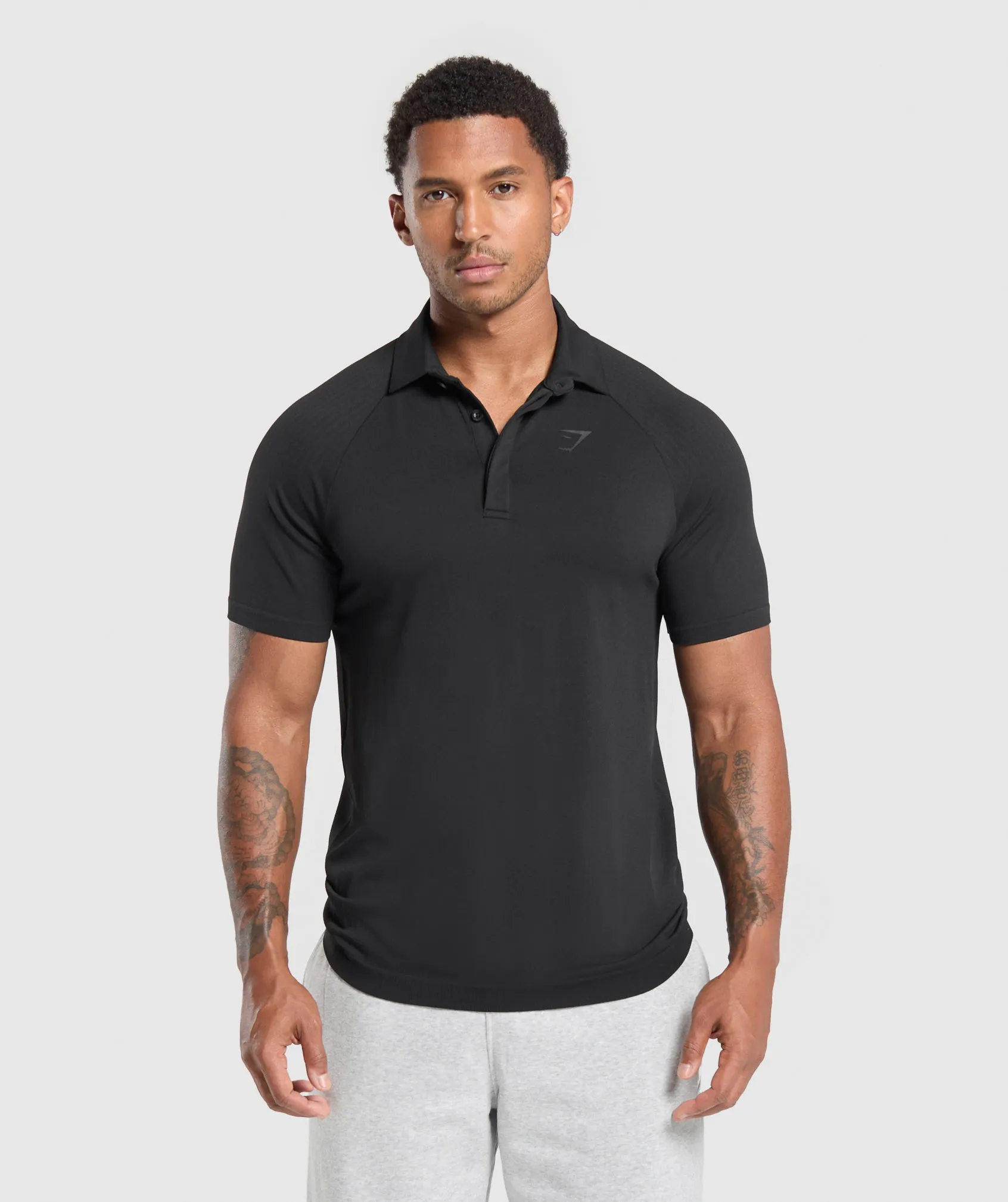 Gymshark Seamless Polo Shirt - Black sold by Gymshark