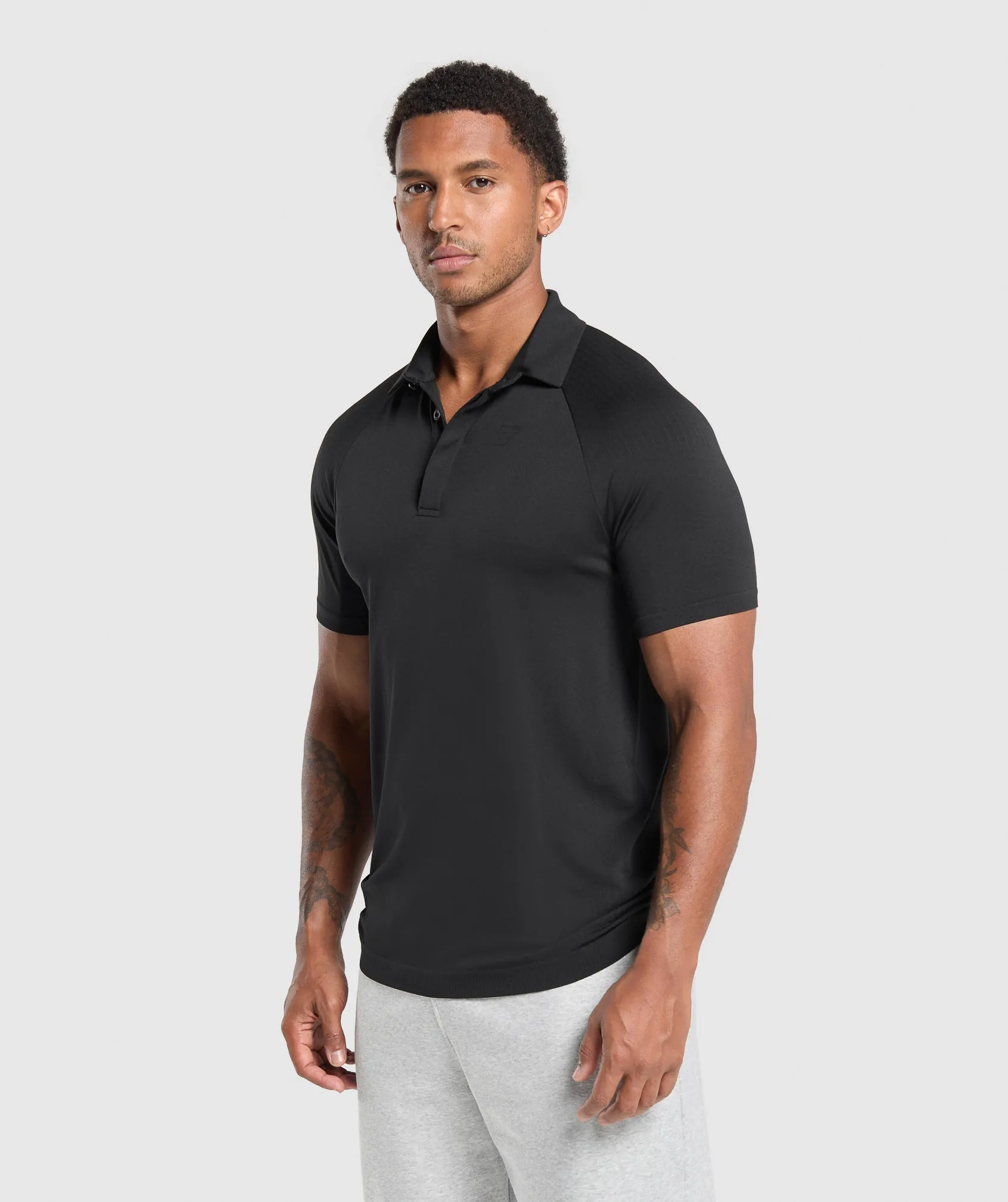 Gymshark Seamless Polo Shirt - Black sold by Gymshark product image thumbnail 3