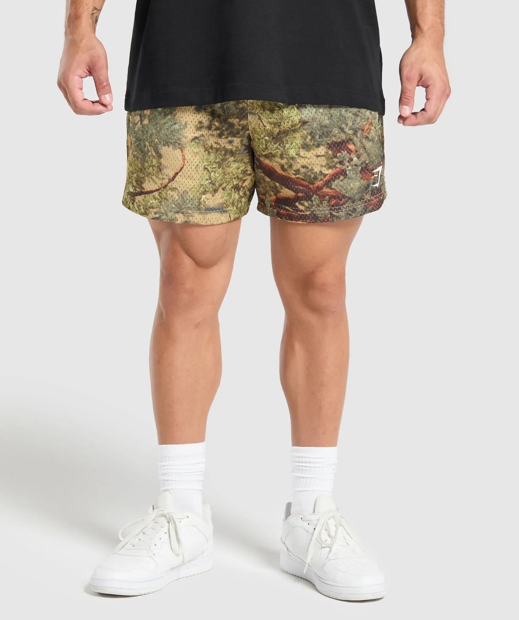 Gymshark Printed Mesh 5" Shorts - Sand Beige sold by Gymshark
