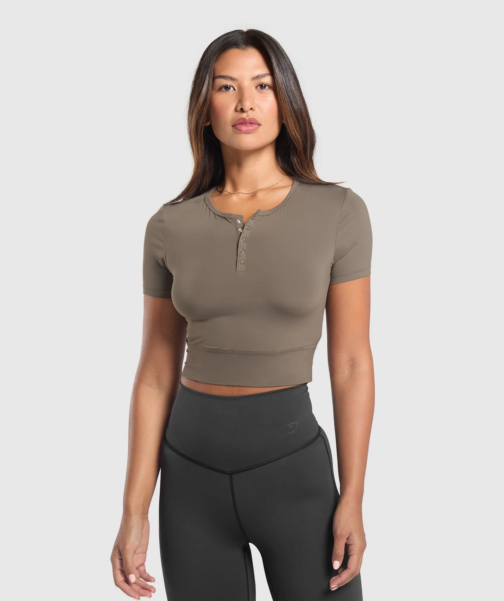 Gymshark Rest Day Buttery Soft Midi Top - Camo Brown sold by Gymshark