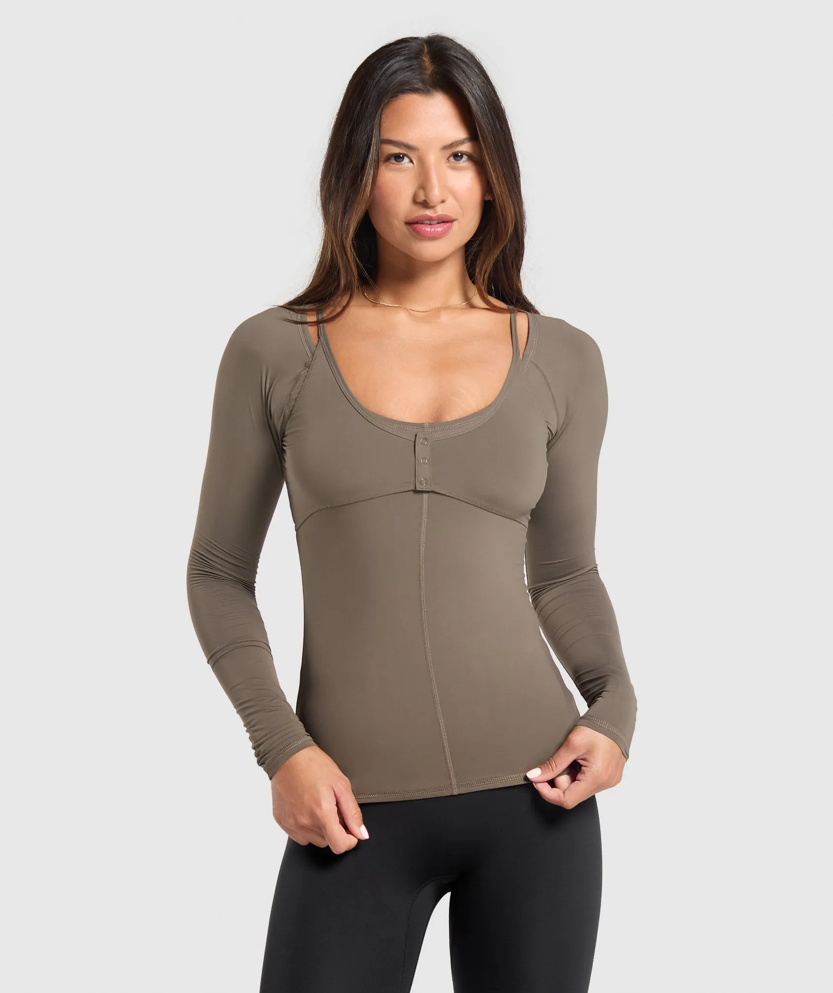 Gymshark Rest Day Buttery Soft Long Sleeve Top - Camo Brown sold by Gymshark