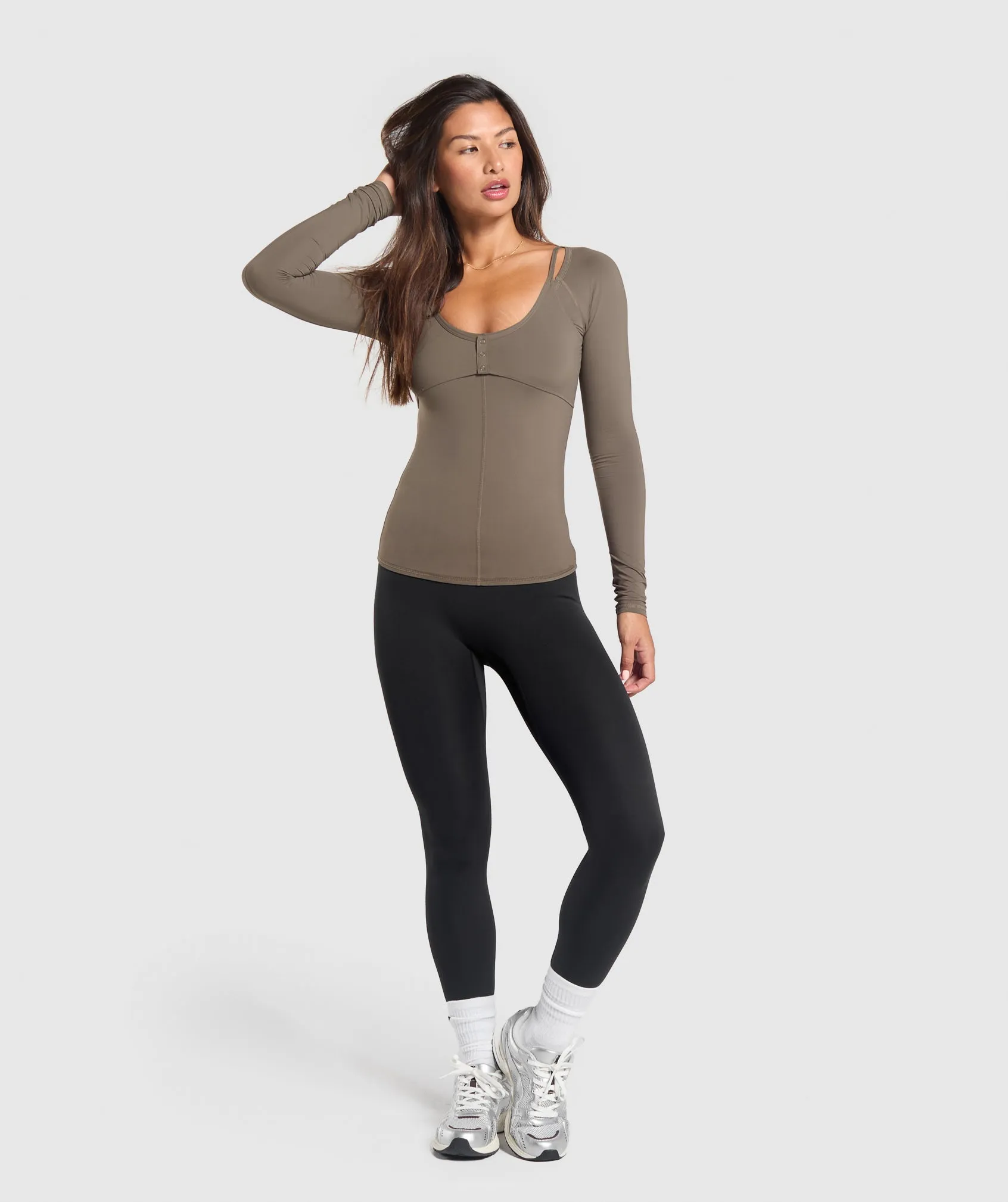 Gymshark Rest Day Buttery Soft Long Sleeve Top - Camo Brown sold by Gymshark product image thumbnail 4