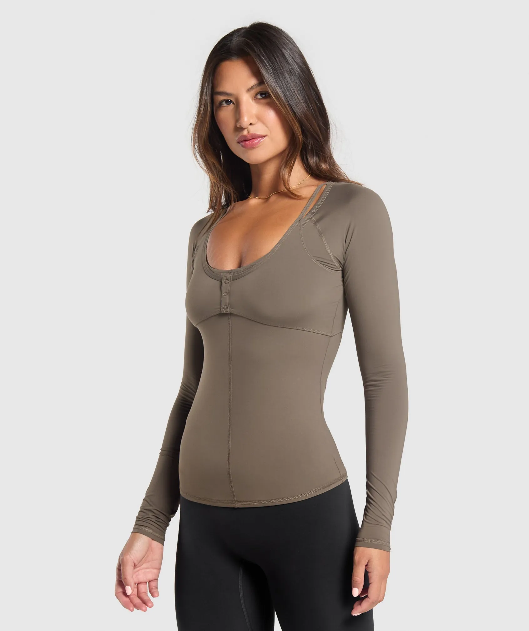 Gymshark Rest Day Buttery Soft Long Sleeve Top - Camo Brown sold by Gymshark product image thumbnail 3