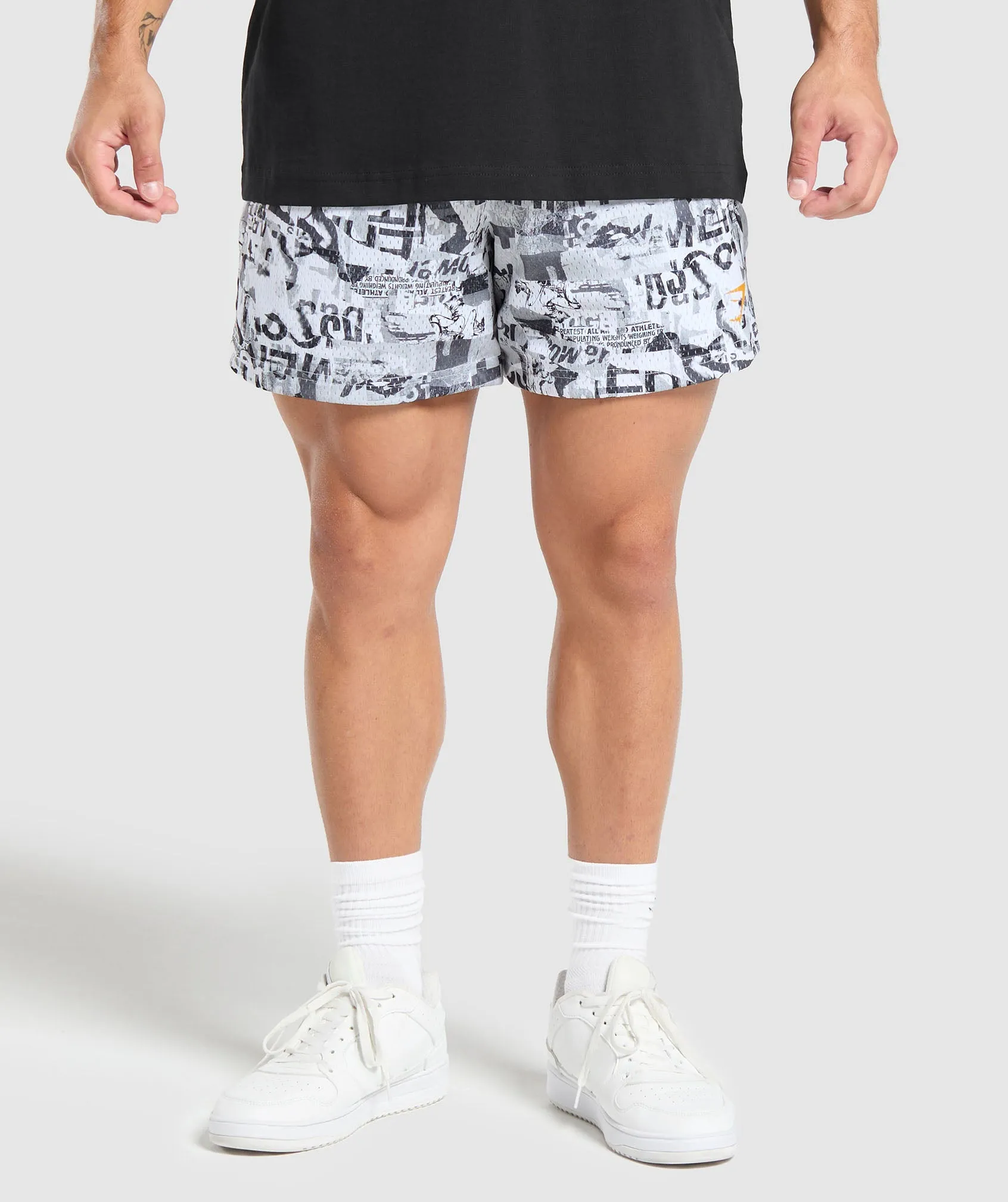 Gymshark Printed Mesh 5" Shorts - White sold by Gymshark