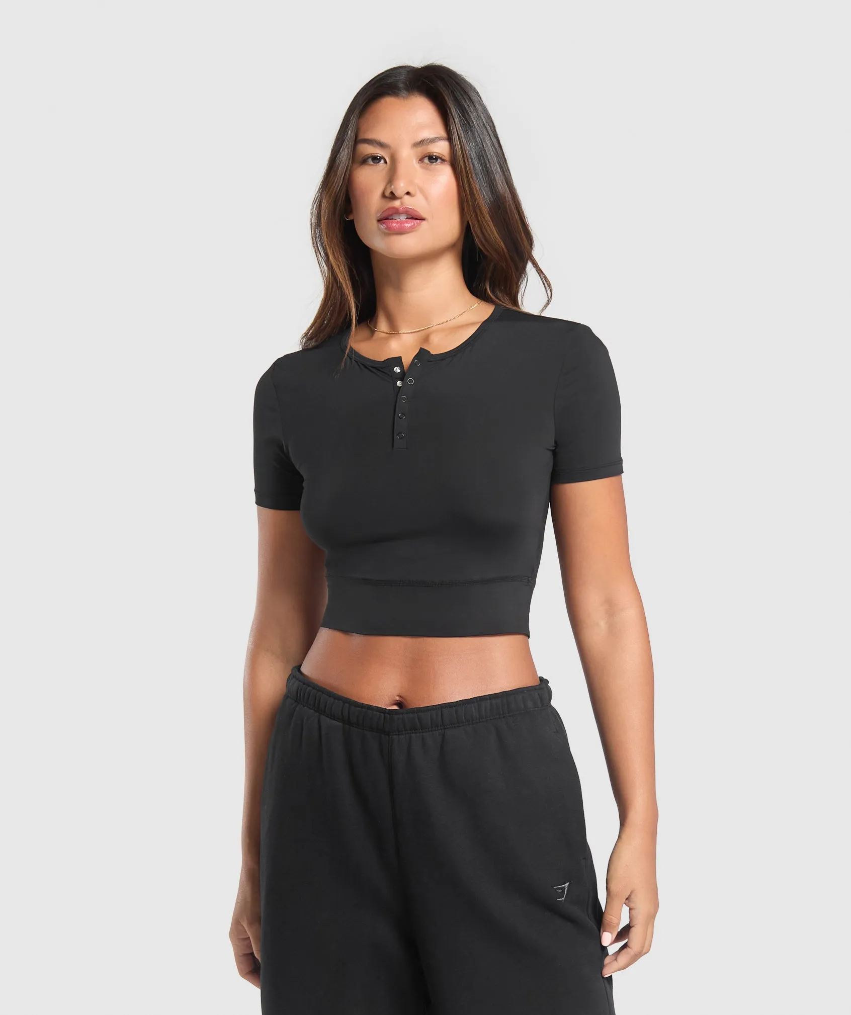 Gymshark Rest Day Buttery Soft Midi Top - Black sold by Gymshark