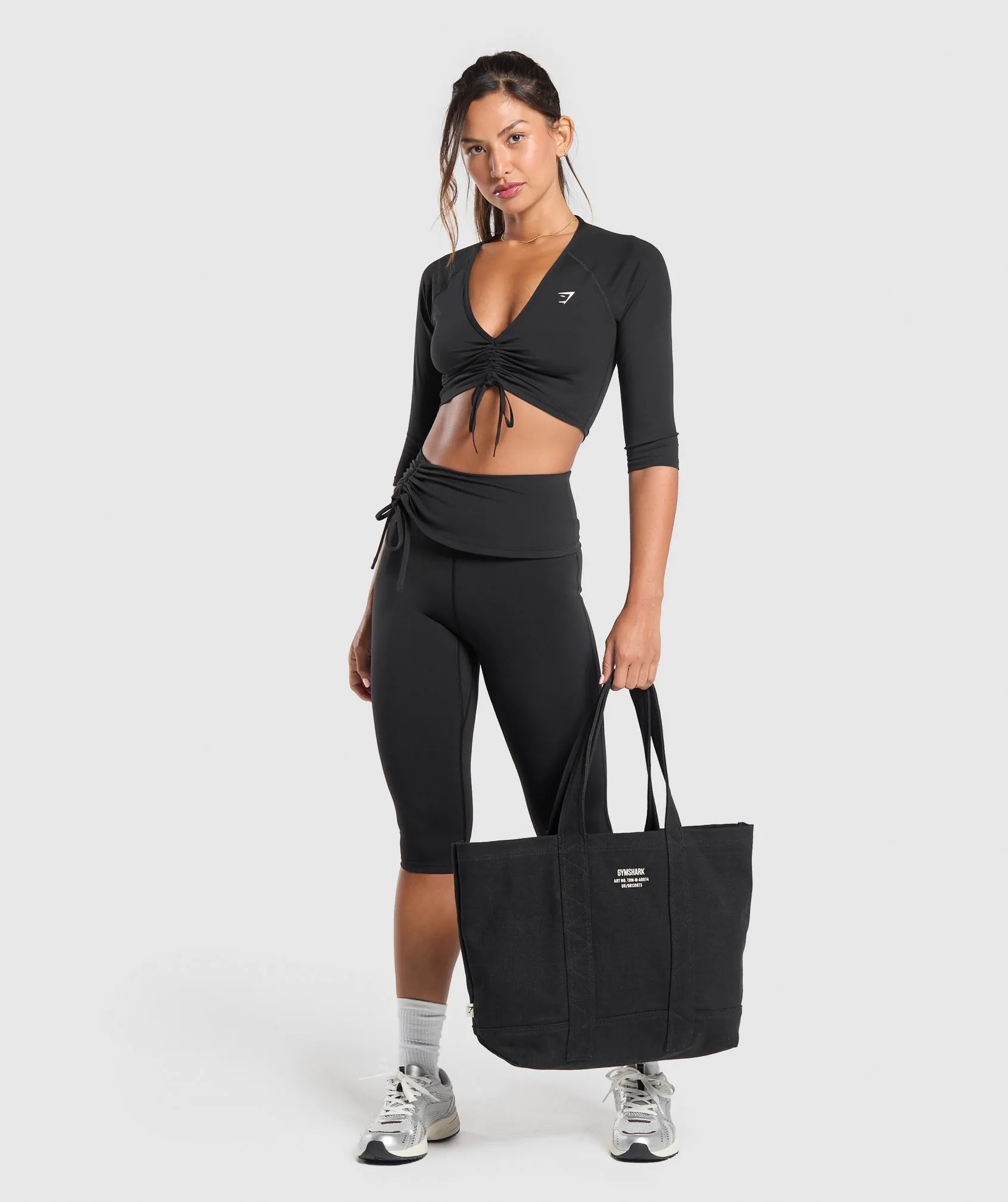 Gymshark Ruched Capri Leggings - Black sold by Gymshark product image thumbnail 4