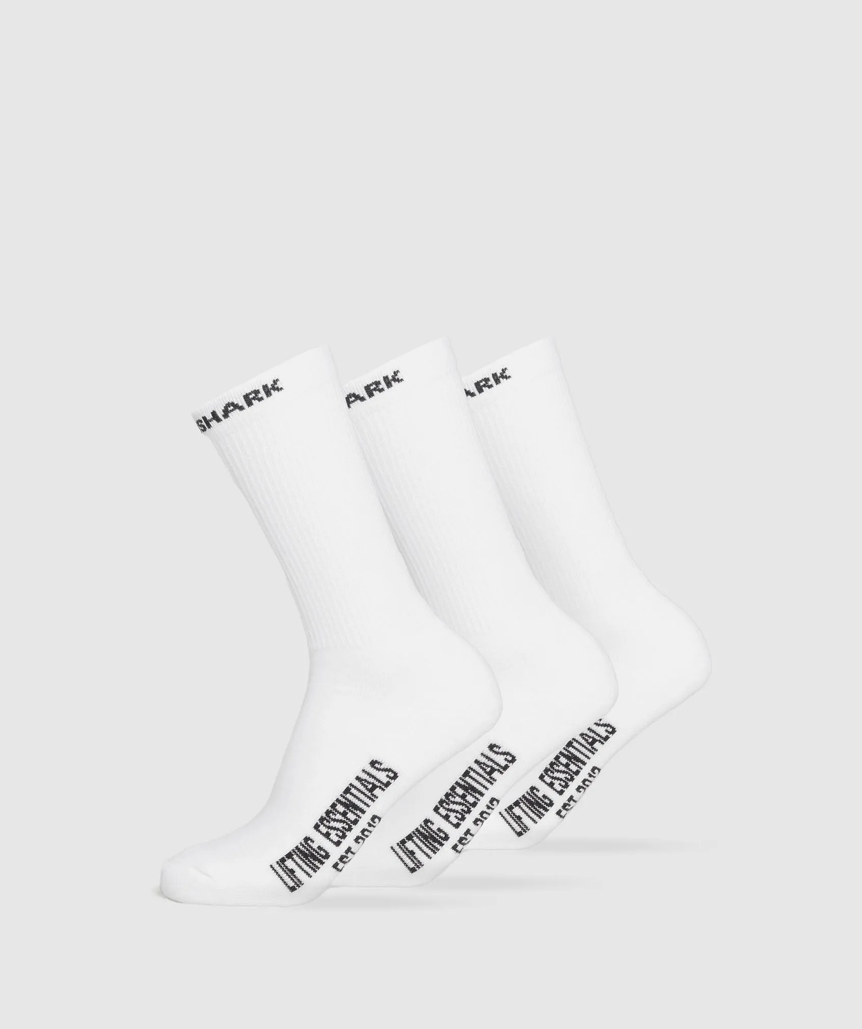 Gymshark Wordmark Crew 3pk - White sold by Gymshark
