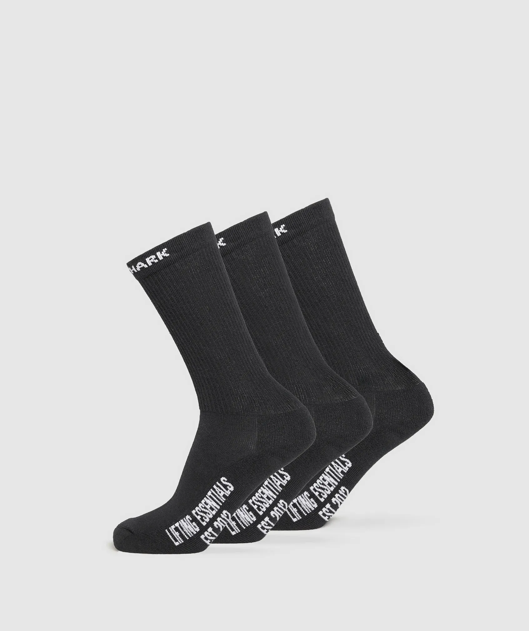 Gymshark Wordmark Crew 3pk - Black sold by Gymshark