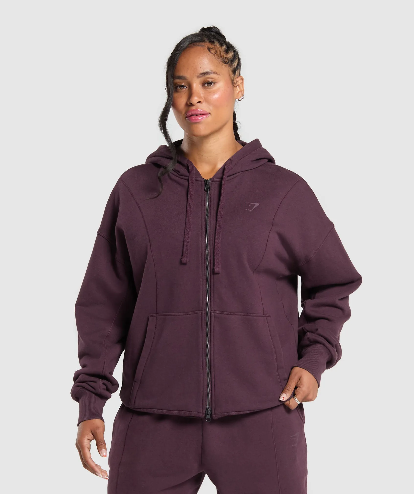 Gymshark Power Oversized Zip Hoodie - Depth Purple/Acid Wash sold by Gymshark