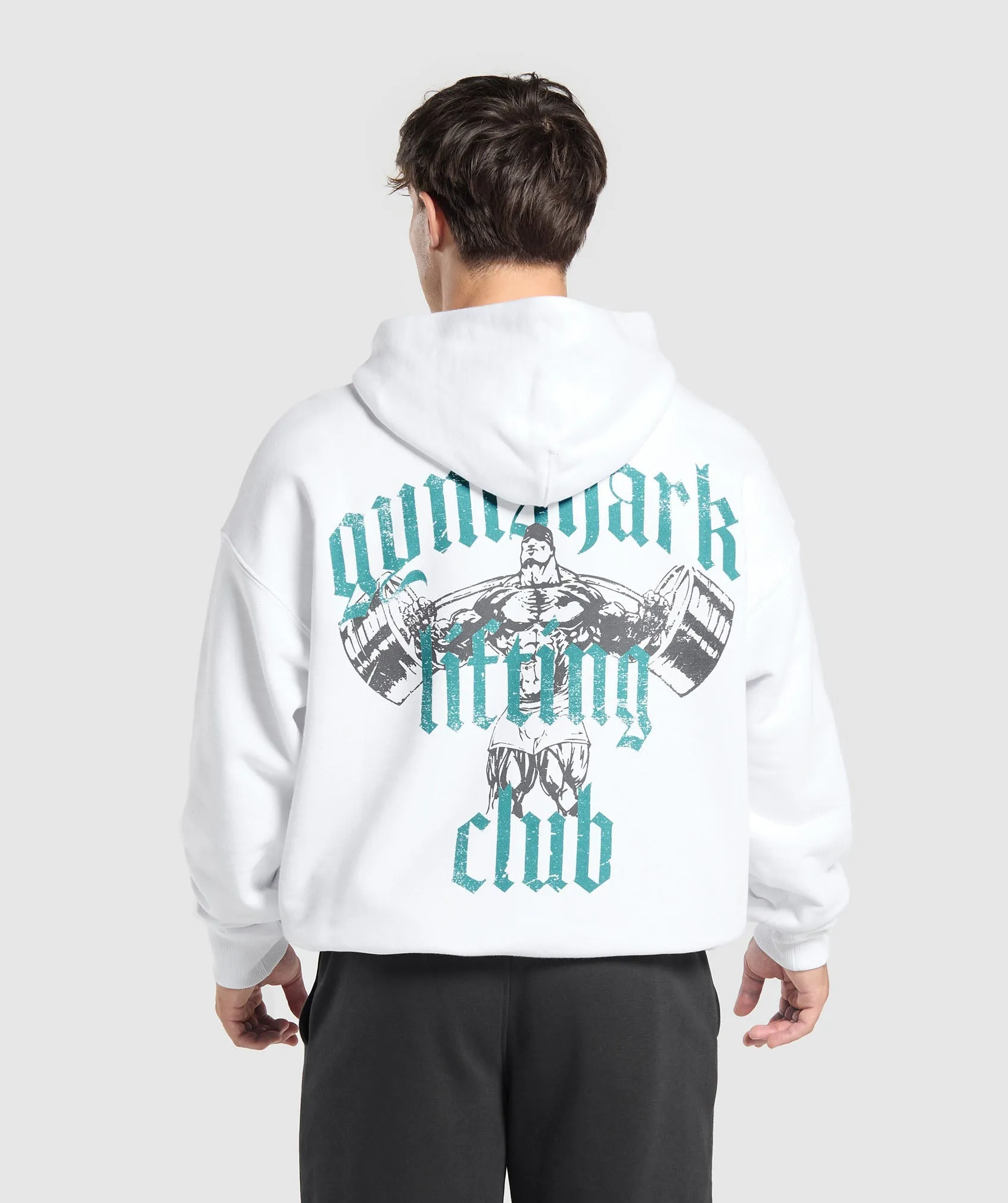 Gymshark Lifting Club Hoodie - White/Artificial Teal sold by Gymshark