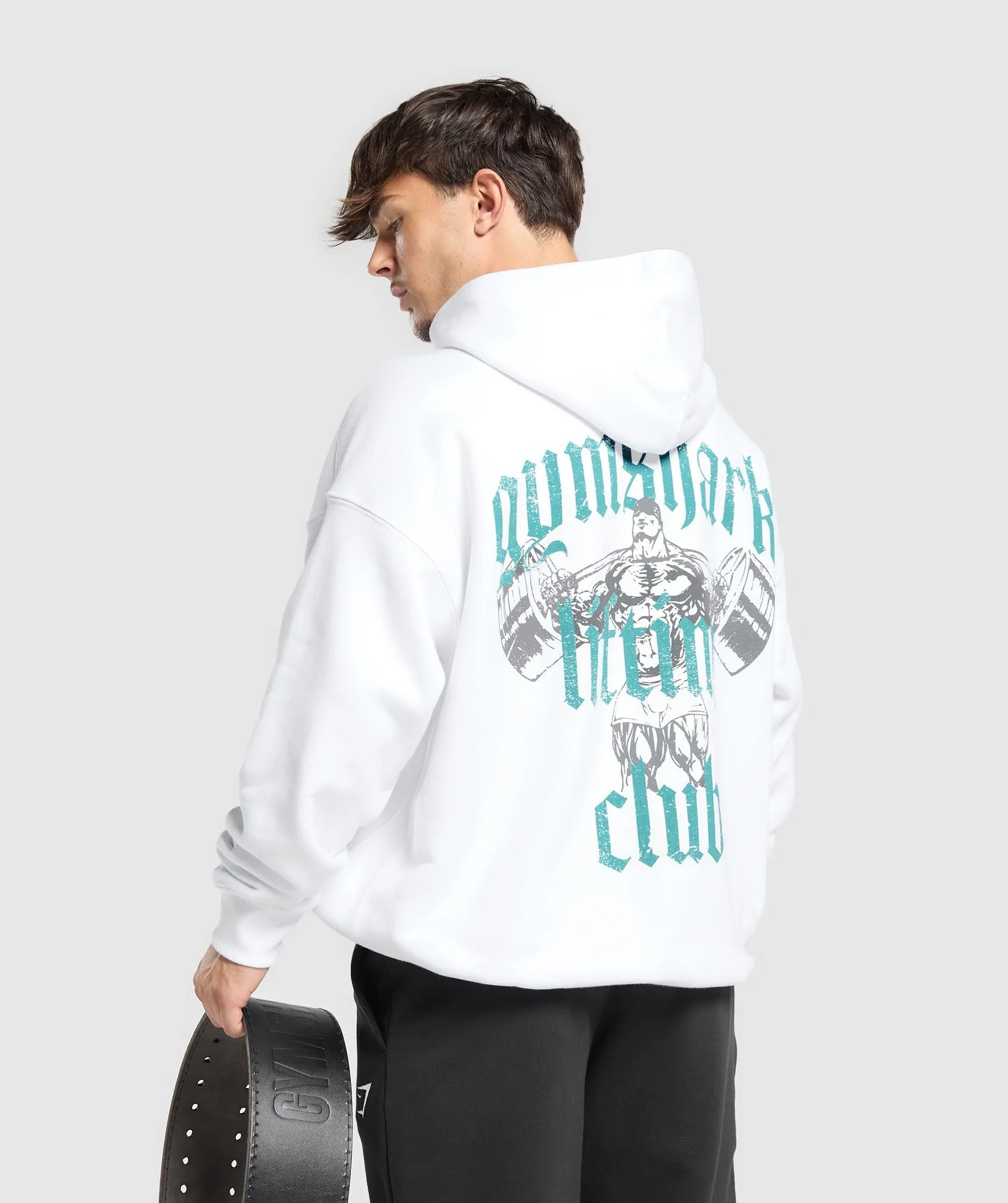 Gymshark Lifting Club Hoodie - White/Artificial Teal sold by Gymshark product image thumbnail 3