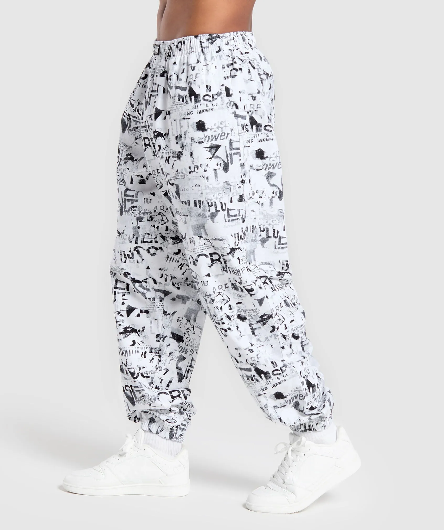 Gymshark Lifting Oversized Printed Woven Pants - White sold by Gymshark product image thumbnail 3