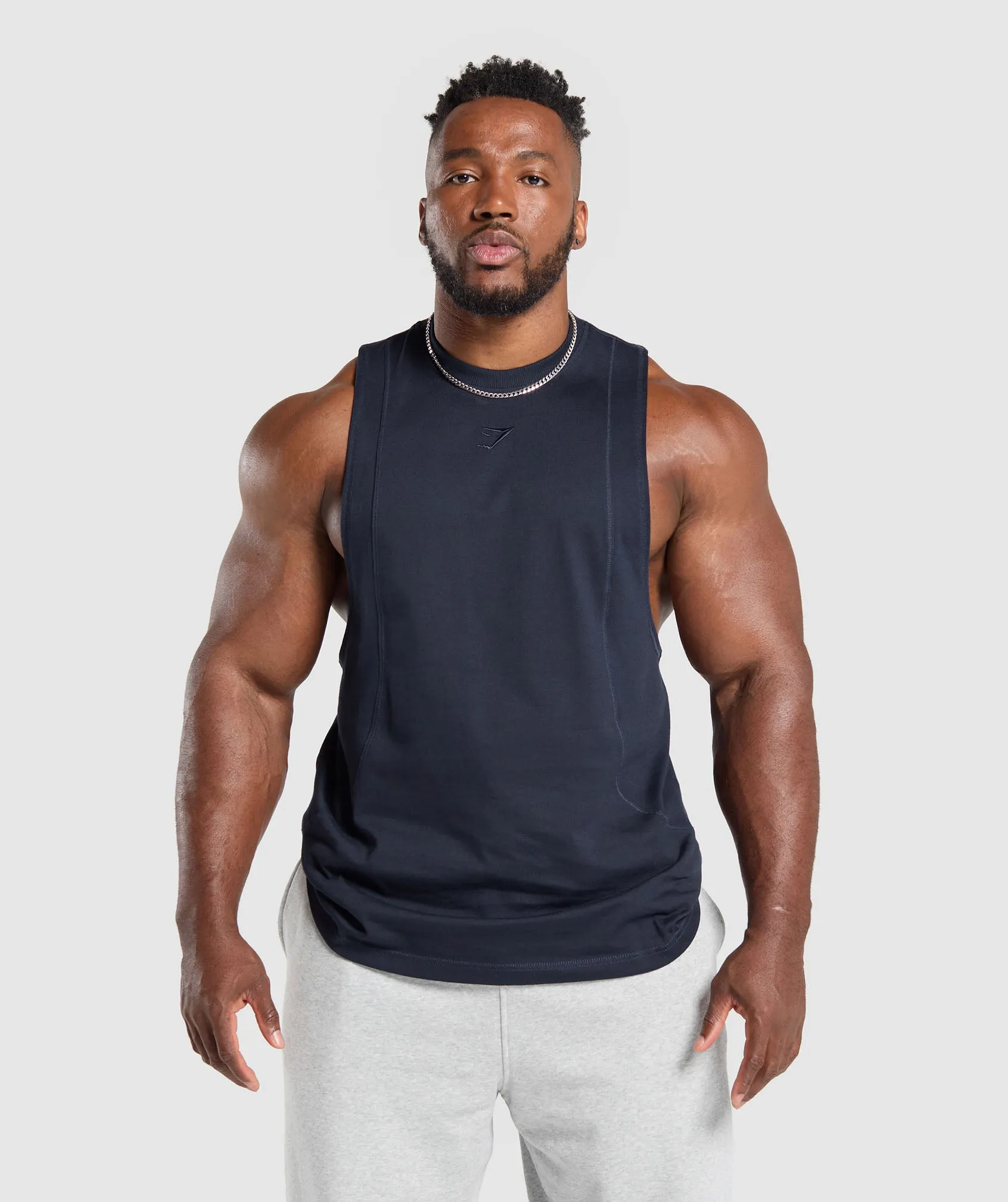 Gymshark Premium Lifting Drop Arm Tank - Heavy Blue sold by Gymshark