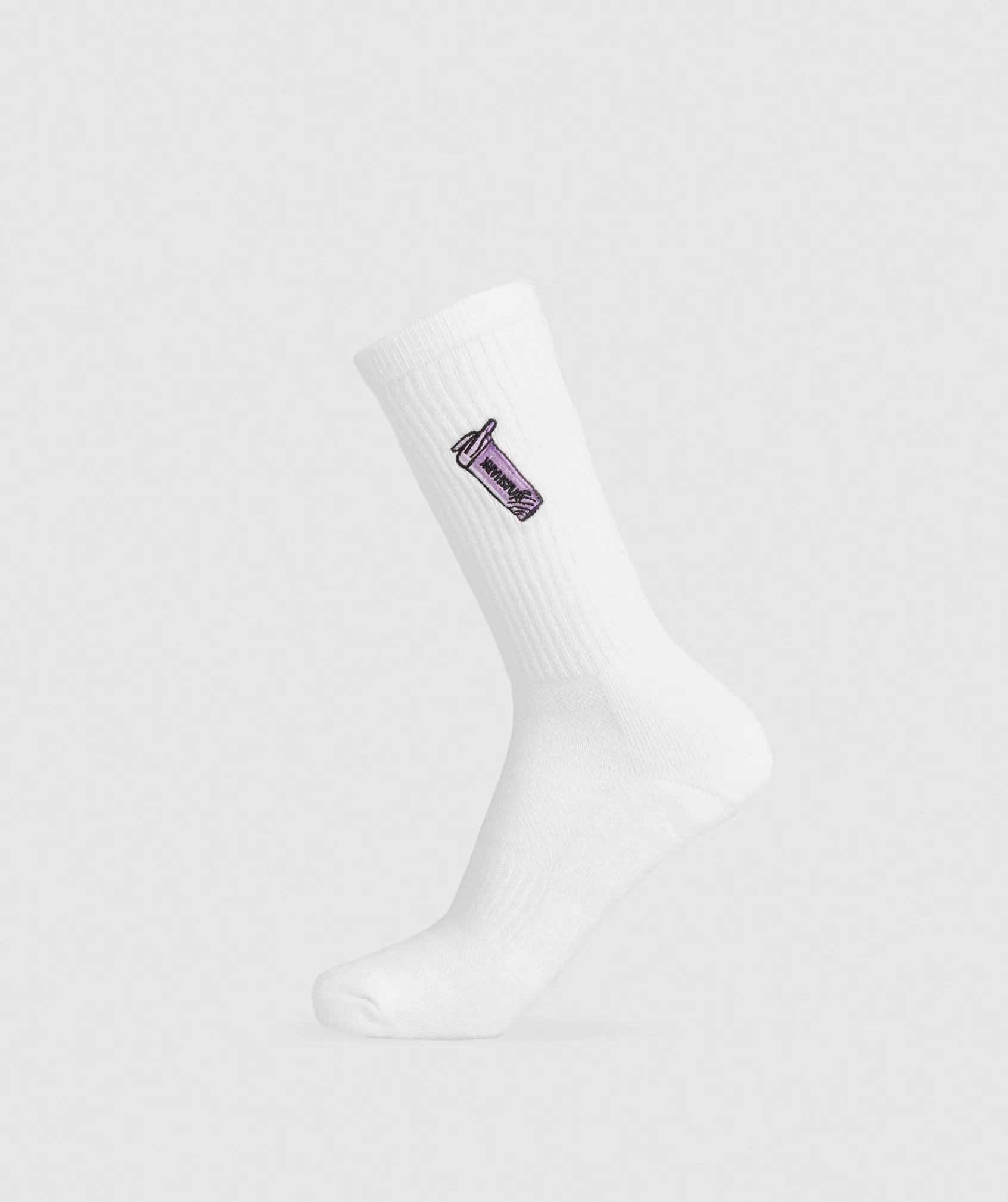 Gymshark Graphic Shaker Crew Sock Single - White sold by Gymshark
