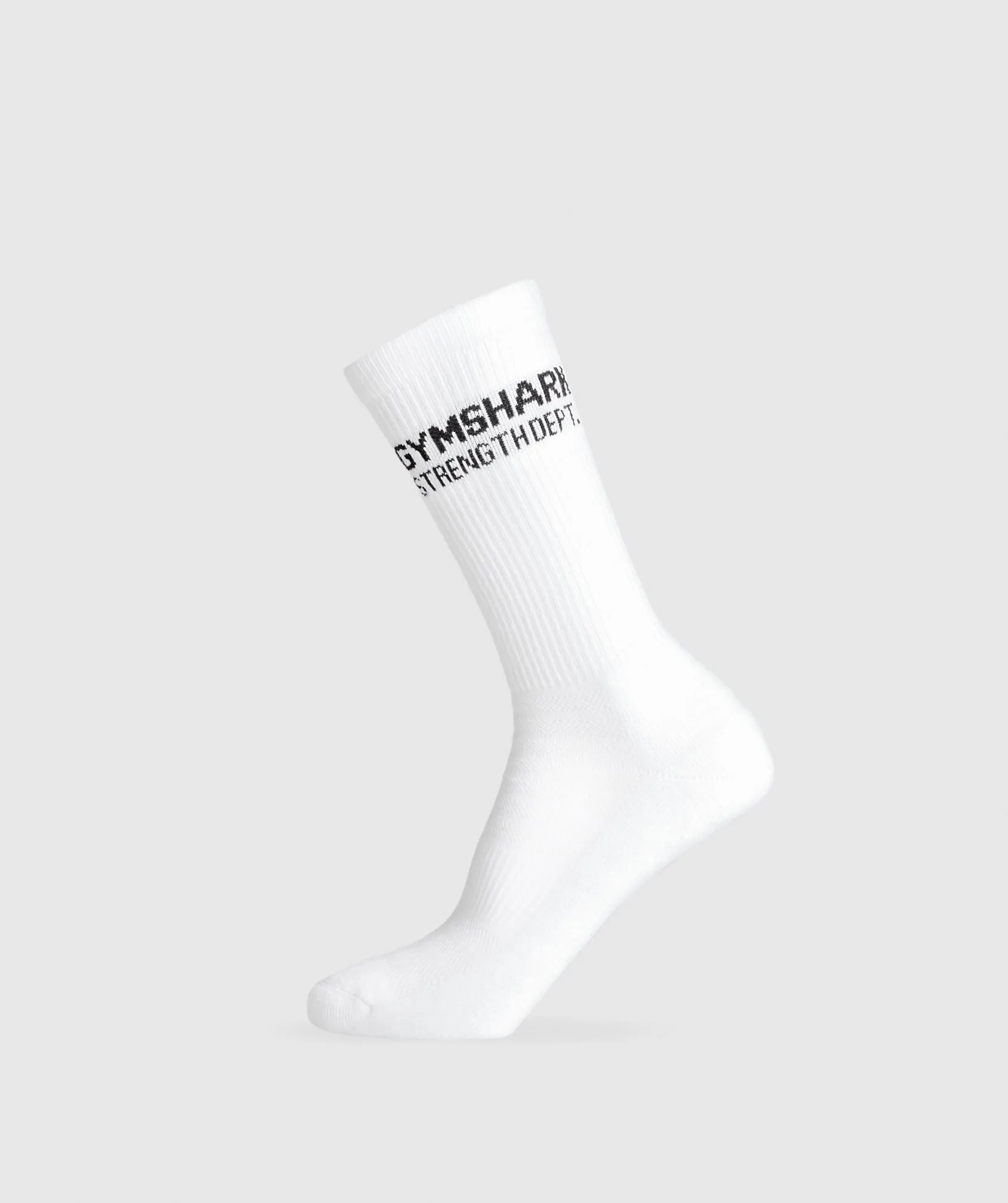 Gymshark GFX Strength Dept. Crew Sock Single - White sold by Gymshark