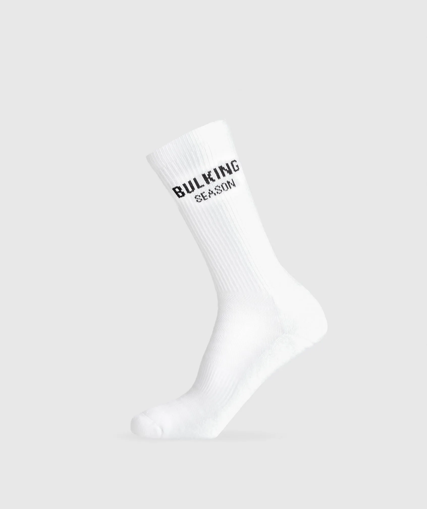 Gymshark Graphic Bulking Season Crew Sock Single - White sold by Gymshark