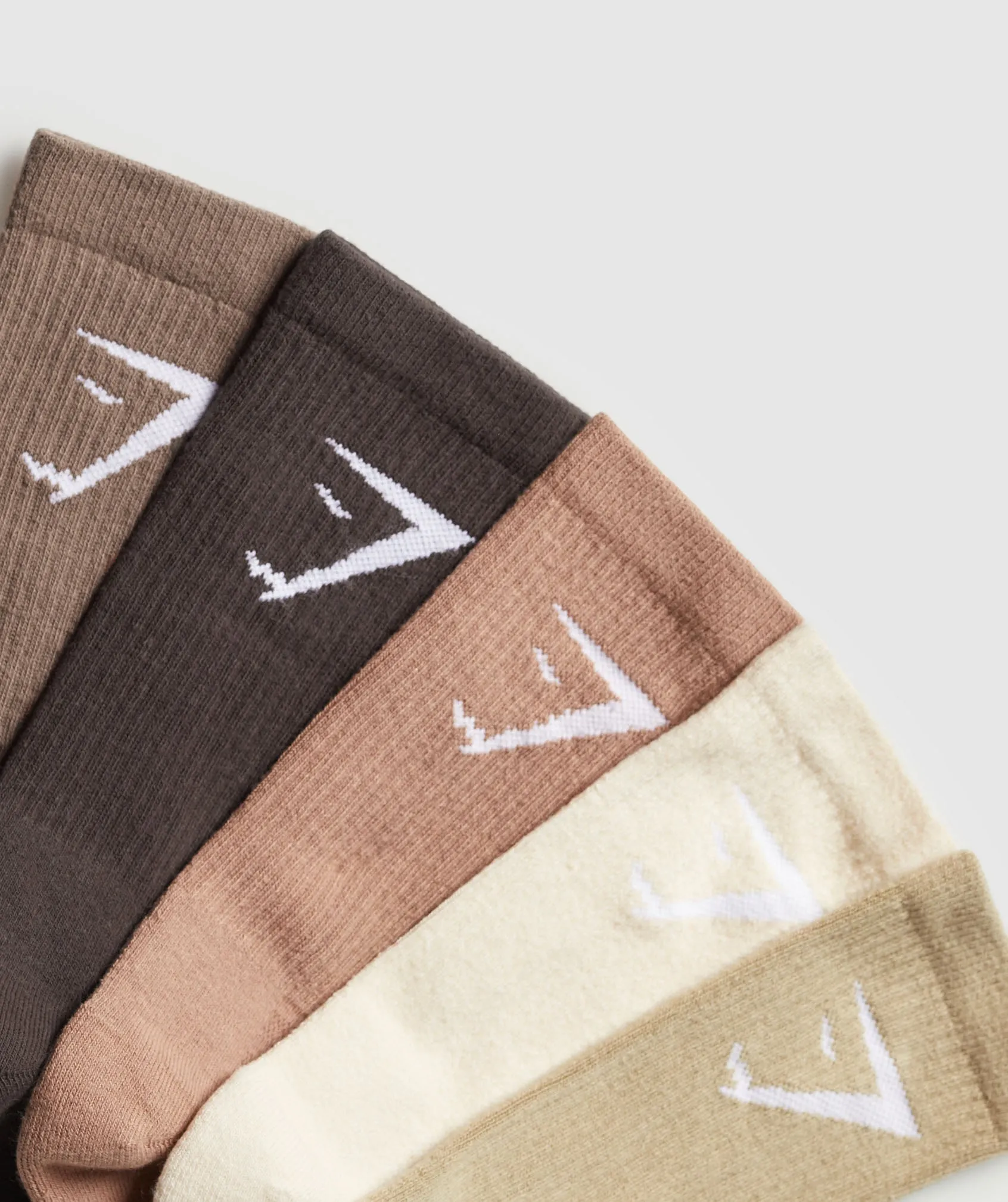 Gymshark Crew Socks 5pk - Deep Brown/Soul Brown/Autumn Brown/White/Beige sold by Gymshark product image thumbnail 2