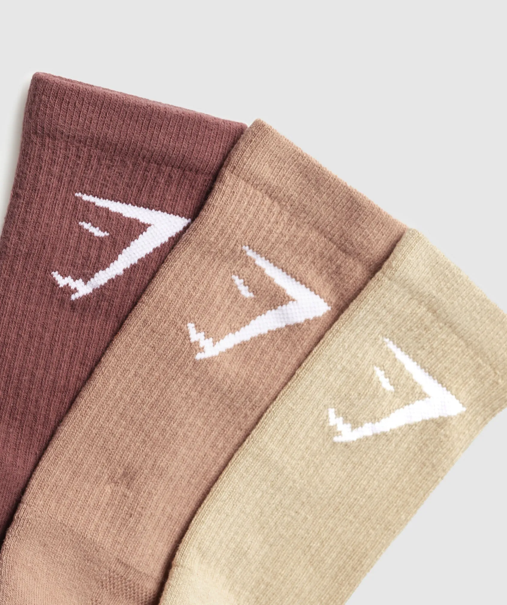 Gymshark Crew Socks 3pk - Burgundy Brown/Autumn Brown/Vanilla Beige sold by Gymshark product image thumbnail 2