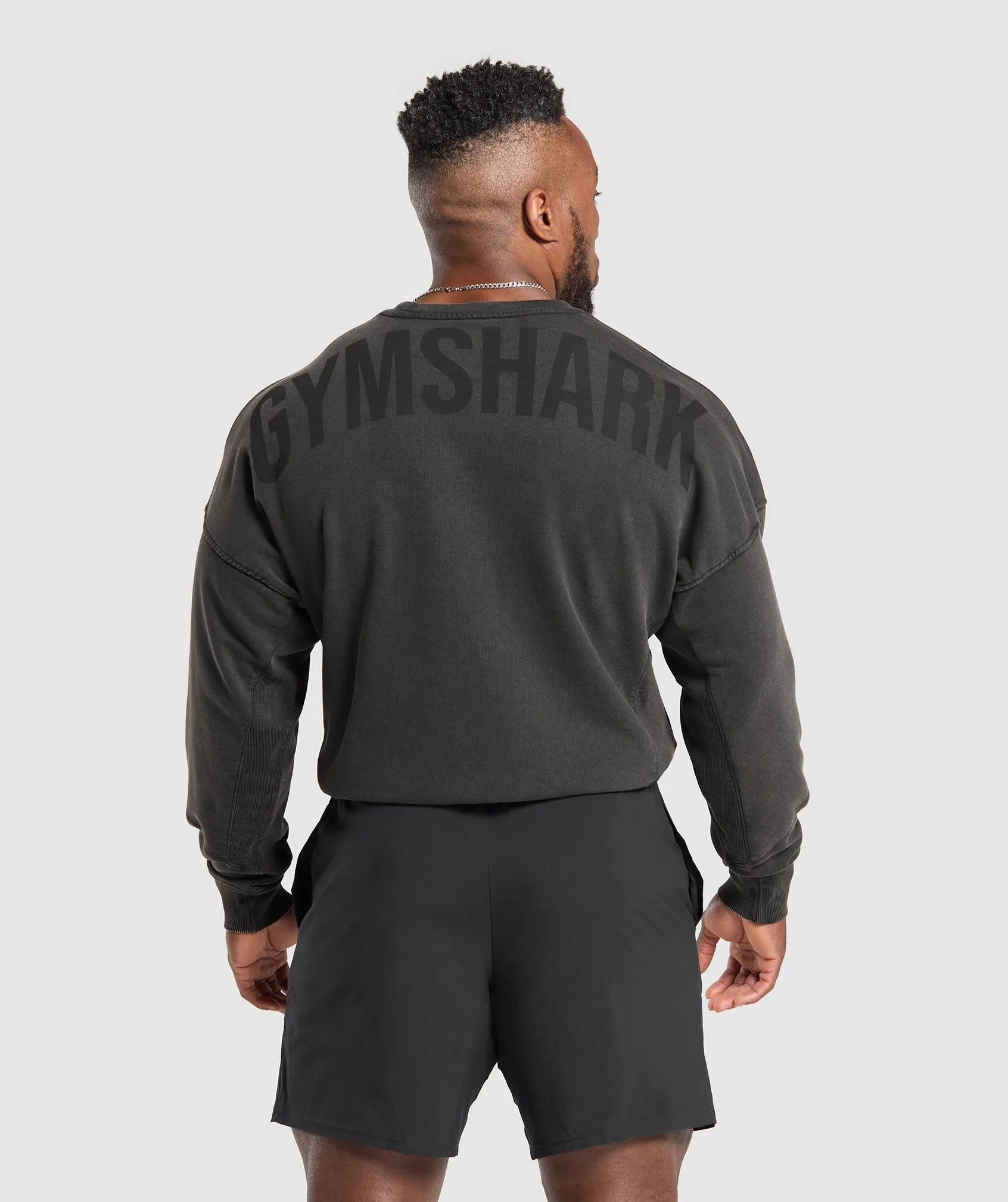 Gymshark Power Washed Crew - Black sold by Gymshark