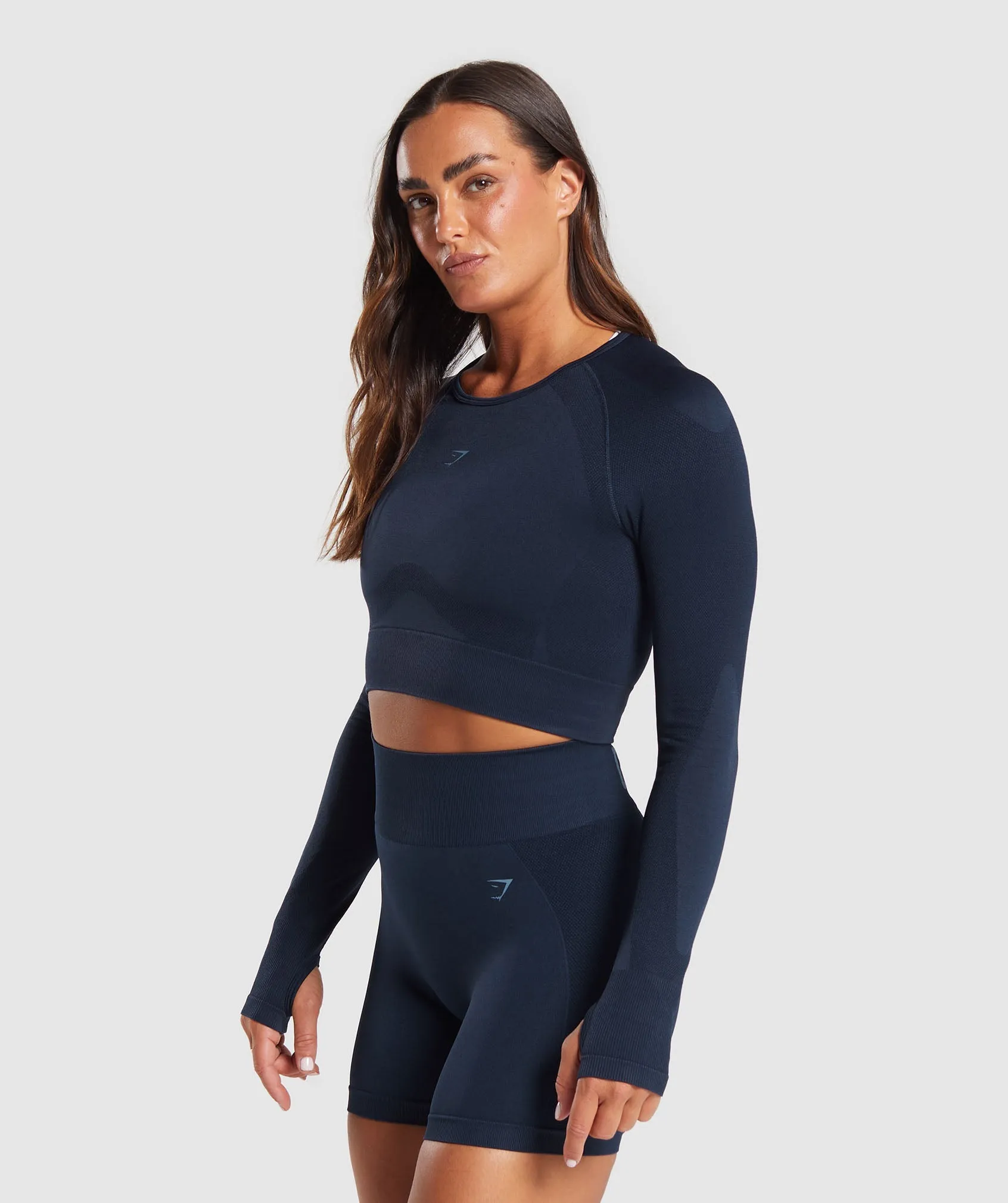 Gymshark Flex Long Sleeve Crop Top - Navy/Denim Blue sold by Gymshark product image thumbnail 4
