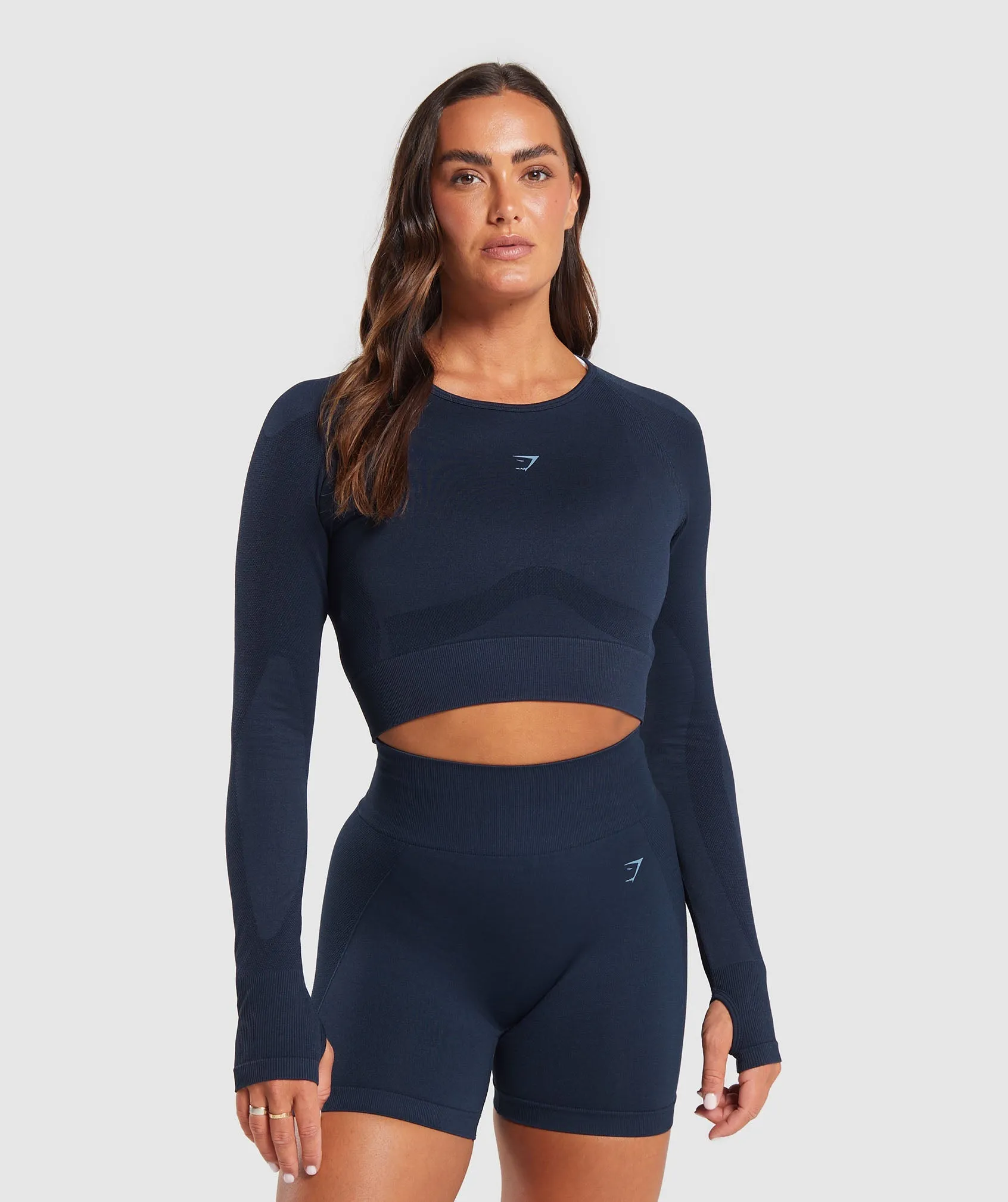 Gymshark Flex Long Sleeve Crop Top - Navy/Denim Blue sold by Gymshark