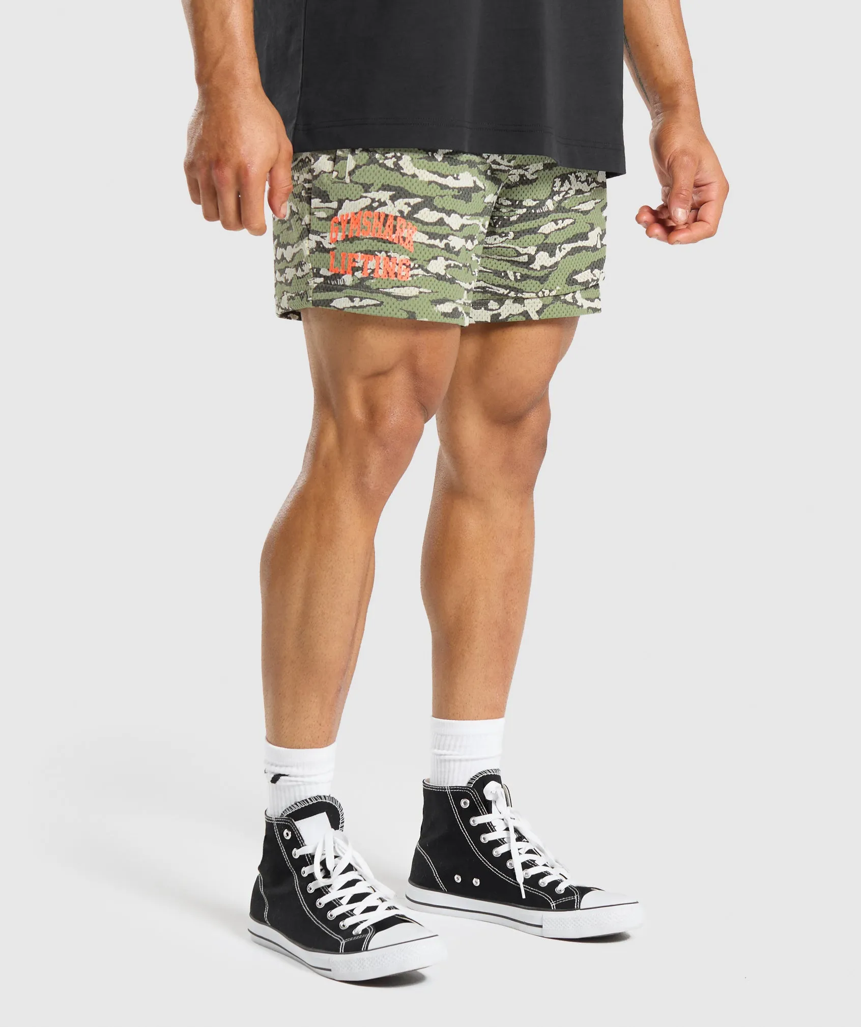 Gymshark Printed Lifting Mesh 5" Shorts - Natural Sage Green sold by Gymshark product image thumbnail 3