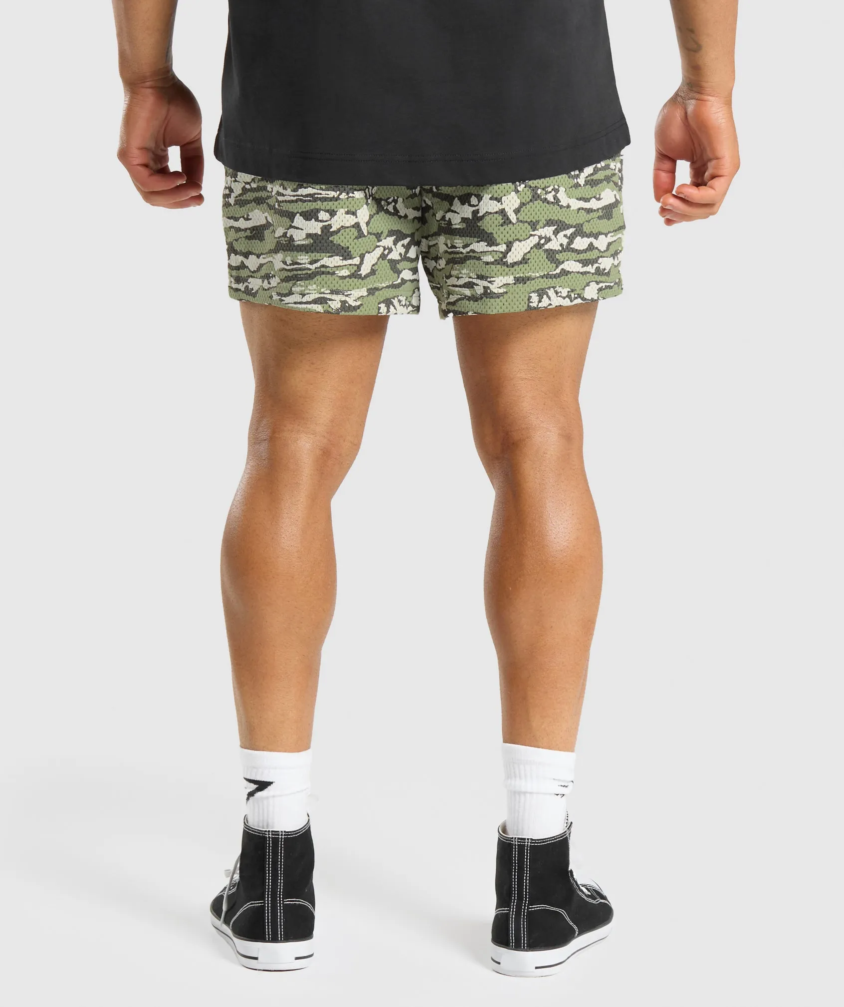 Gymshark Printed Lifting Mesh 5" Shorts - Natural Sage Green sold by Gymshark product image thumbnail 2