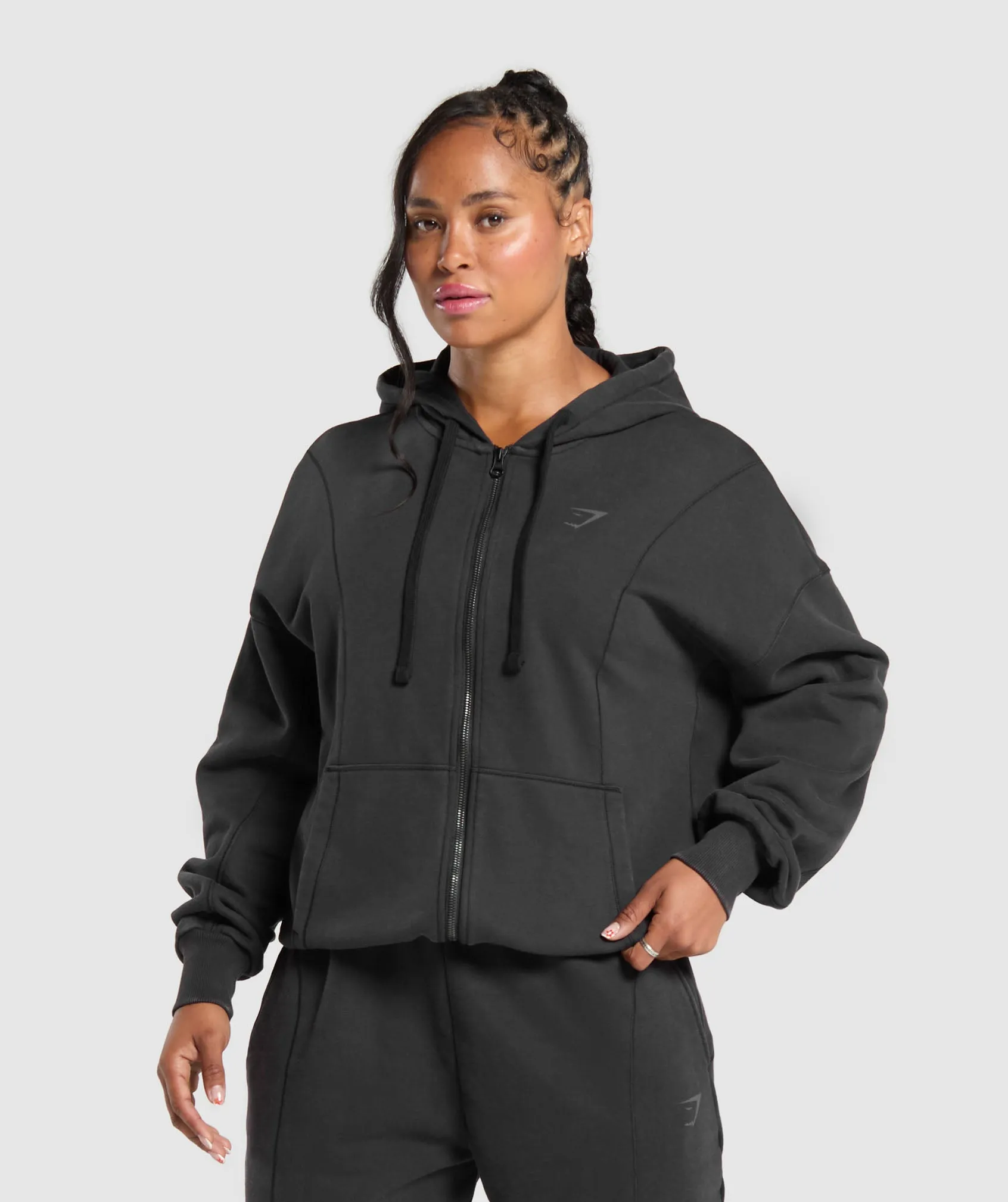 Gymshark Power Oversized Zip Hoodie - Black sold by Gymshark