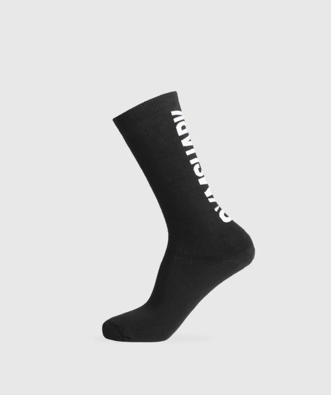Gymshark Plush Wordmark Crew Sock - Black sold by Gymshark