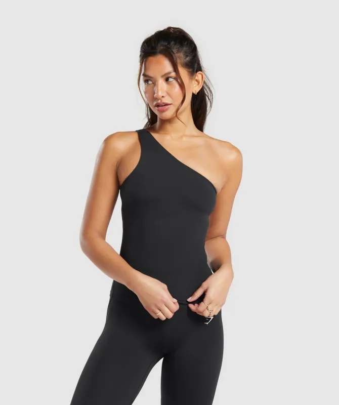 Gymshark Asymmetric Shelf Tank - Black sold by Gymshark