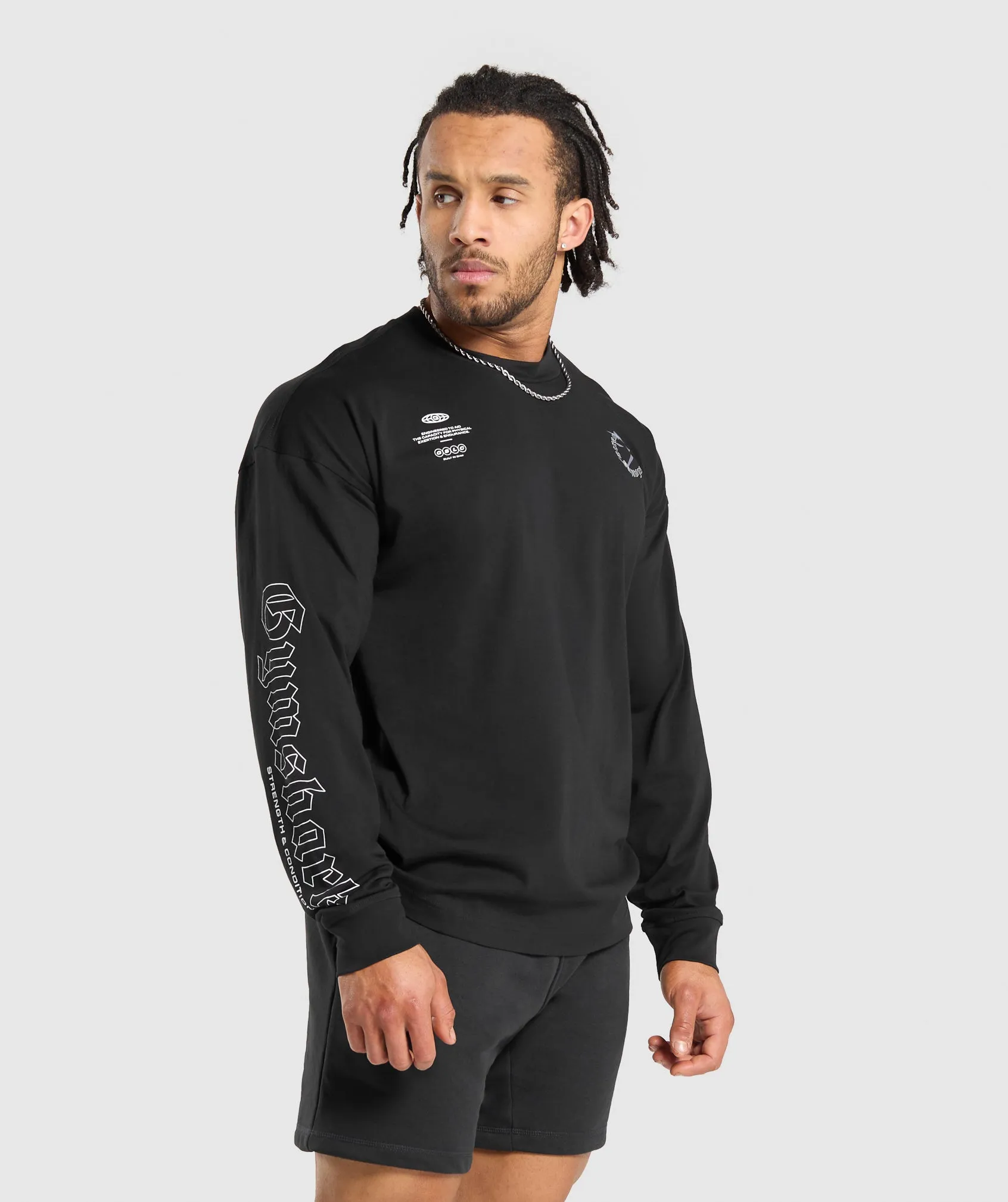 Gymshark Strength and Conditioning Long Sleeve T-Shirt - Black sold by Gymshark product image thumbnail 3