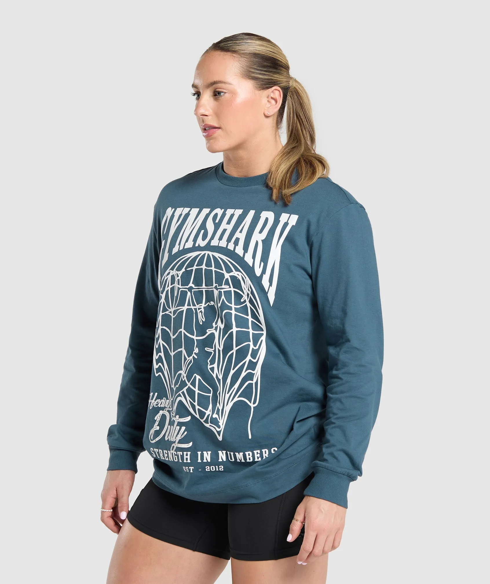 Gymshark Strength In Numbers Long Sleeve Top - Cargo Blue sold by Gymshark product image thumbnail 3