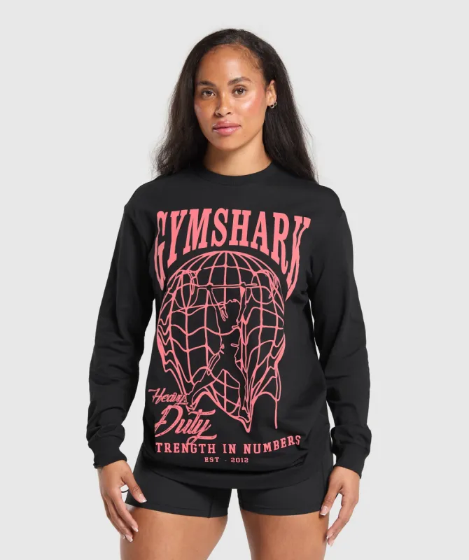 Gymshark Strength In Numbers Long Sleeve Top - Black sold by Gymshark