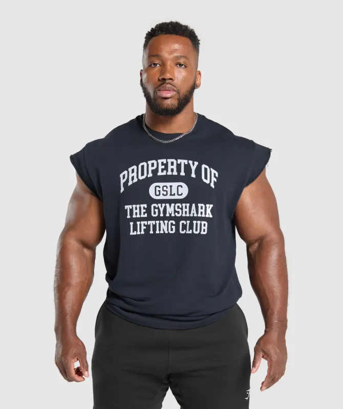 Gymshark Graphic Cut Off T-Shirt - Heavy Blue sold by Gymshark