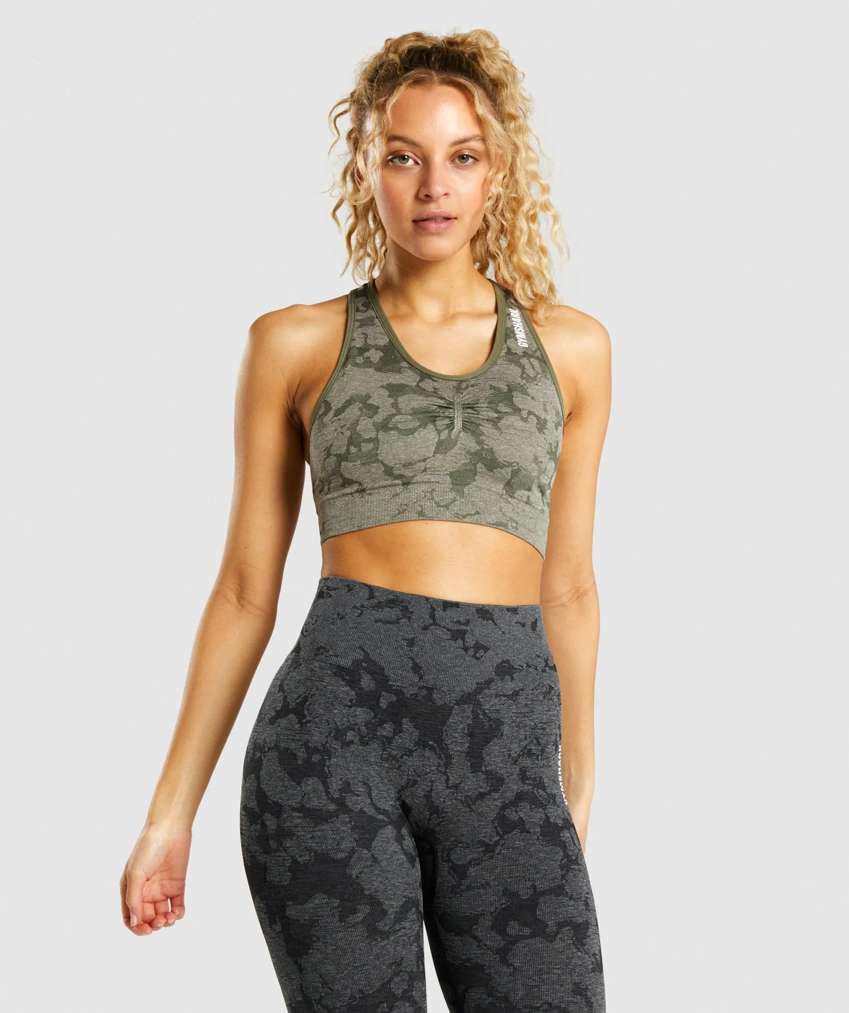 Gymshark Adapt Camo Seamless Racer Back Sports Bra - Green sold by Gymshark