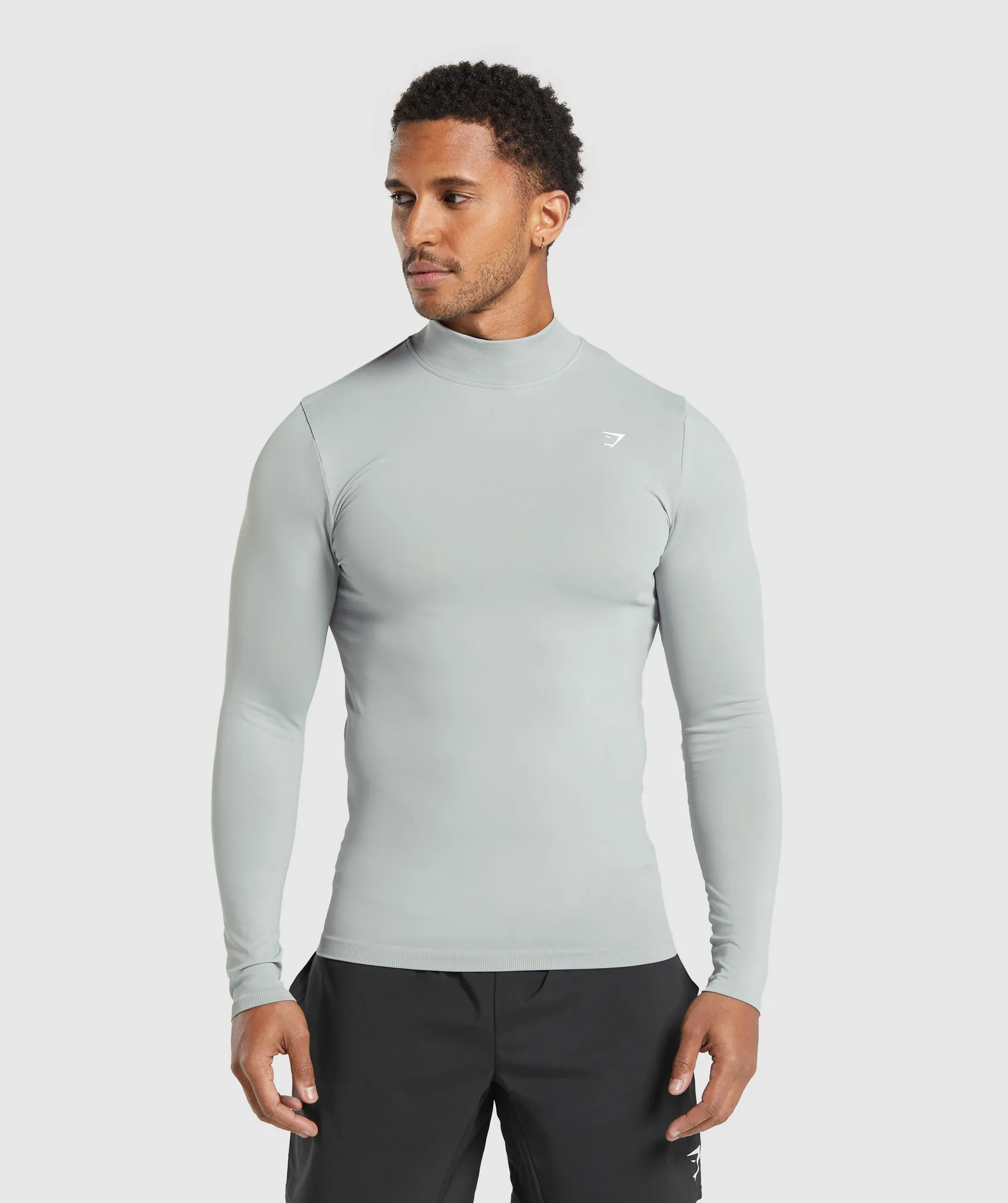 Gymshark Everyday Seamless Mock Long Sleeve T-Shirt - Silver Grey sold by Gymshark